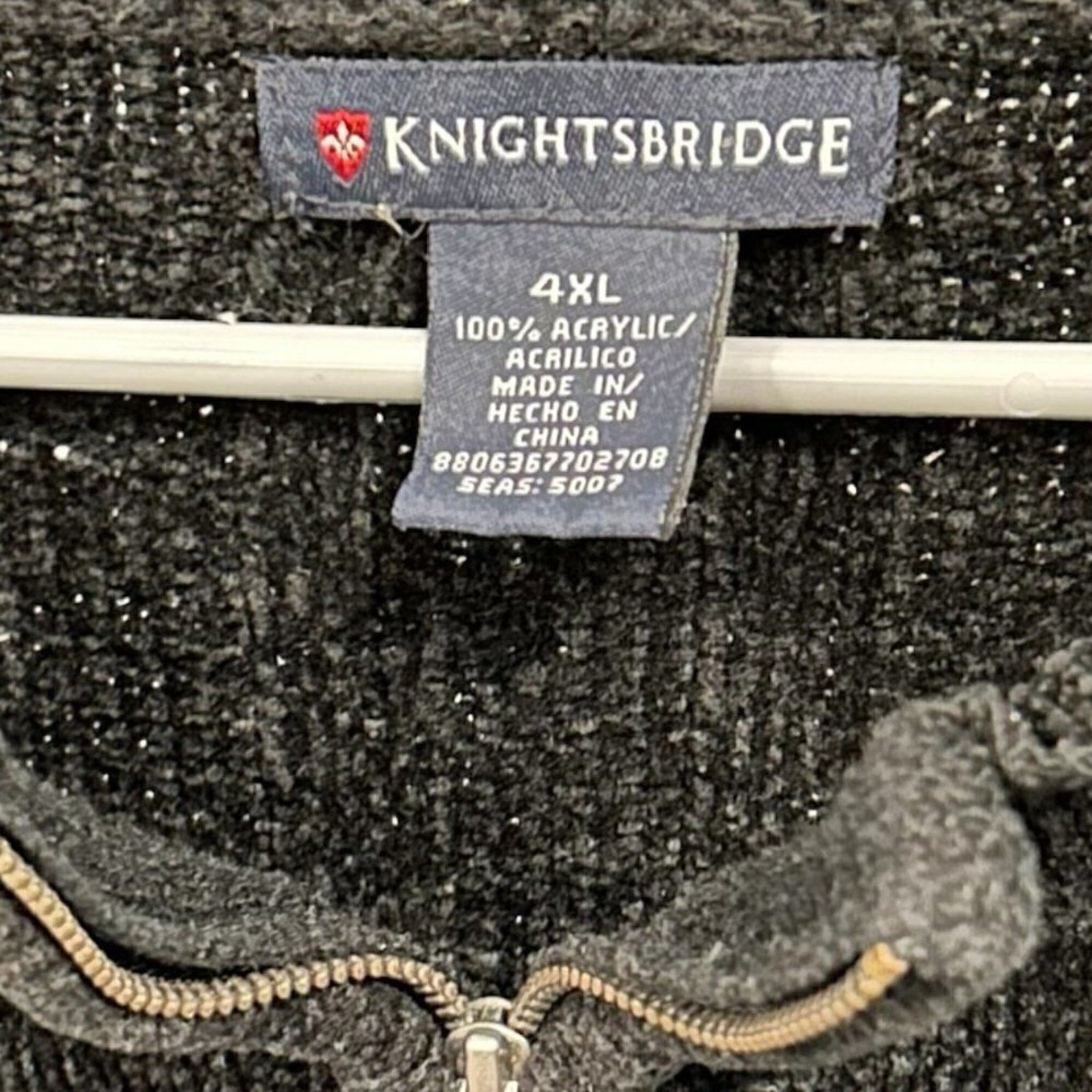 Knightbridge Men's Sweater Pullover Size 4x 1/4 Zip Black Knit #L1345