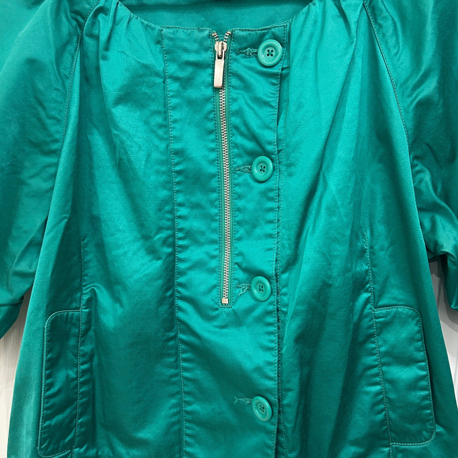 ELLE Womens Irish Green Crop Lite Weight, Jacket, Size XL 3/4, Sleeve