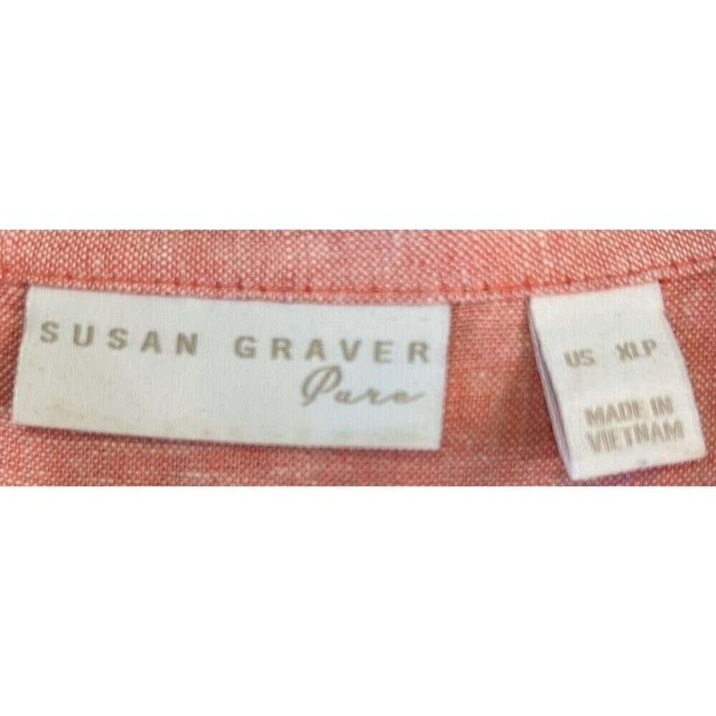 Susan Graver Pure Cross-Dyed Linen Blend Pink Tunic Coral Bloom Size XLP #H