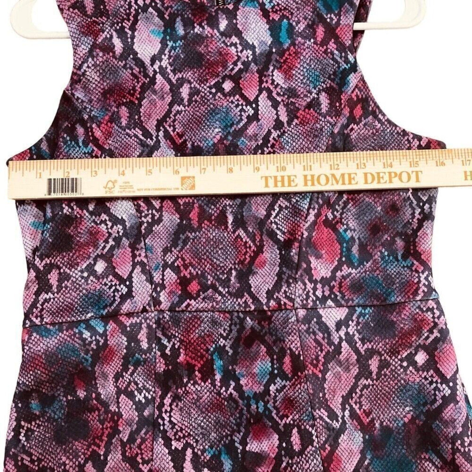 Topshop Women’s Size 11 Snake Print High-Neck Dress – Pink & Purple
