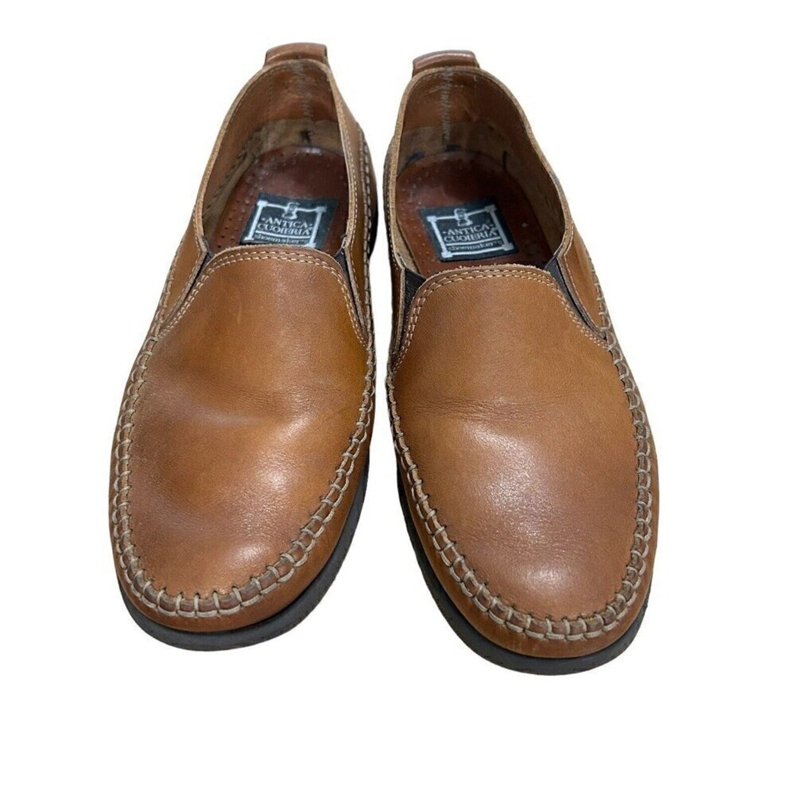 Antica Cuoieria Men’s Leather Slip-On Shoes — Made in Italy, Size 39 (US 6.5)