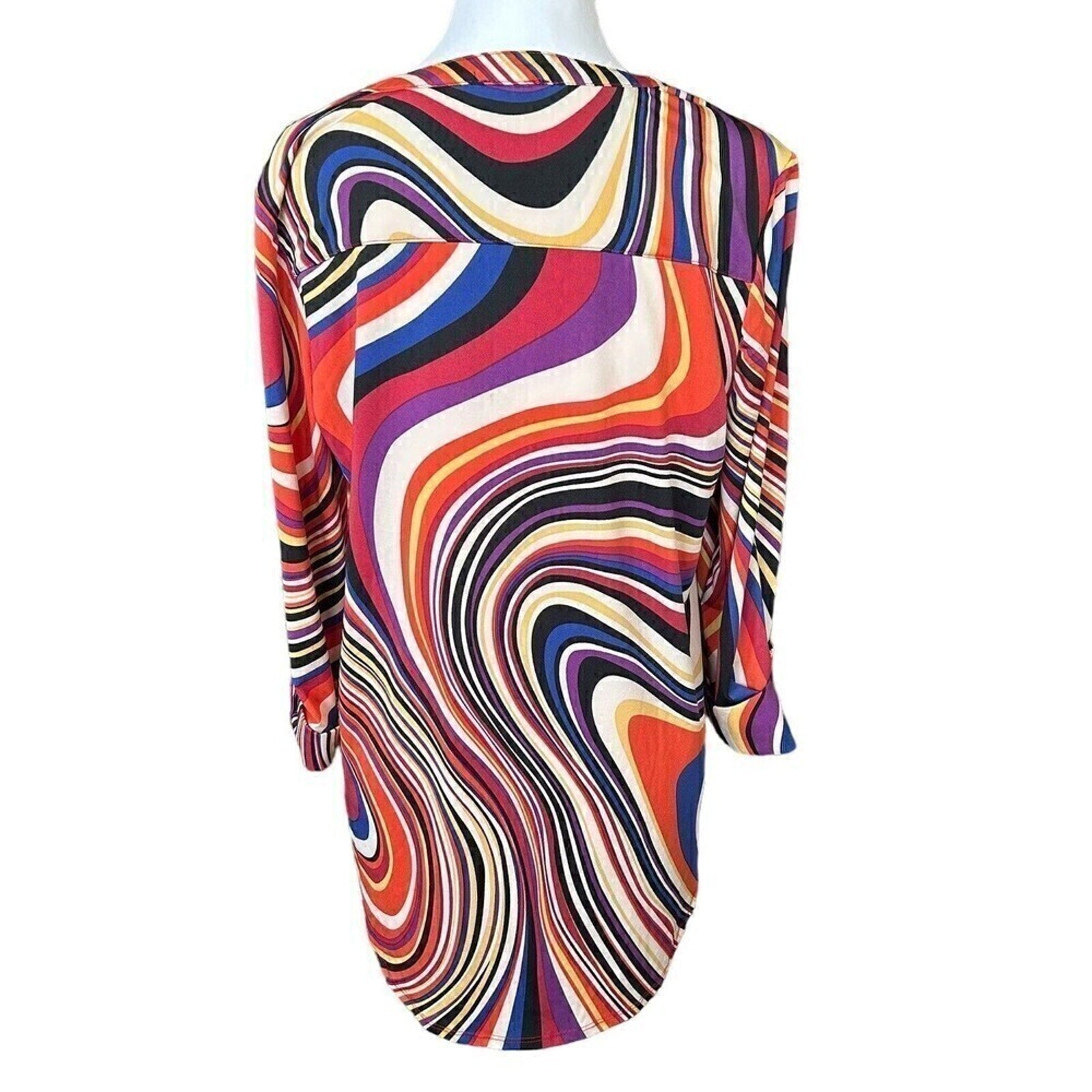 Cocomo Women’s High-Low Blouse | Artistic Pattern, Size M – 1118