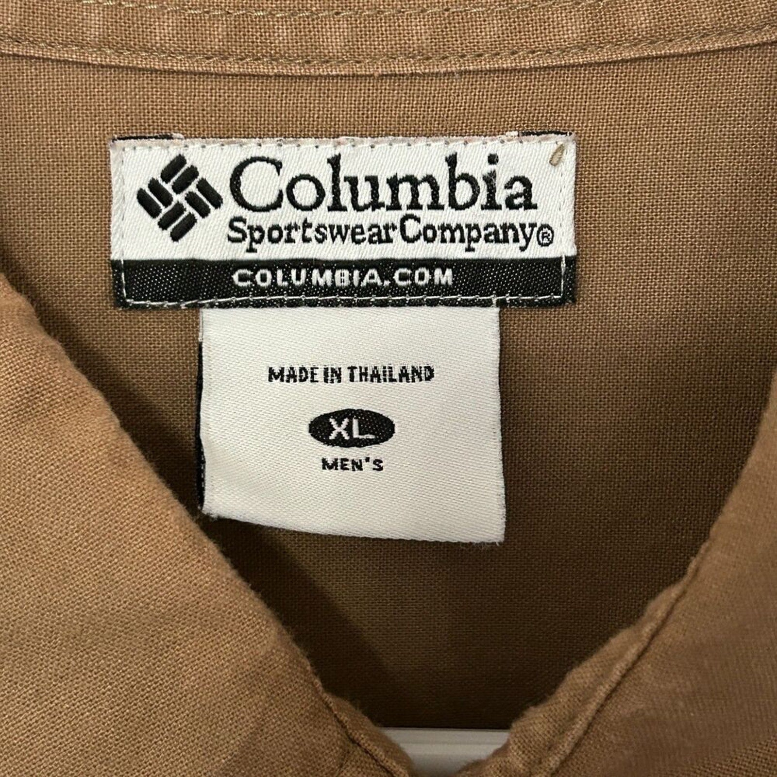 Columbia Shirt Sz XL Shooting Hunting Mens Shoulder Patch Camo Olive