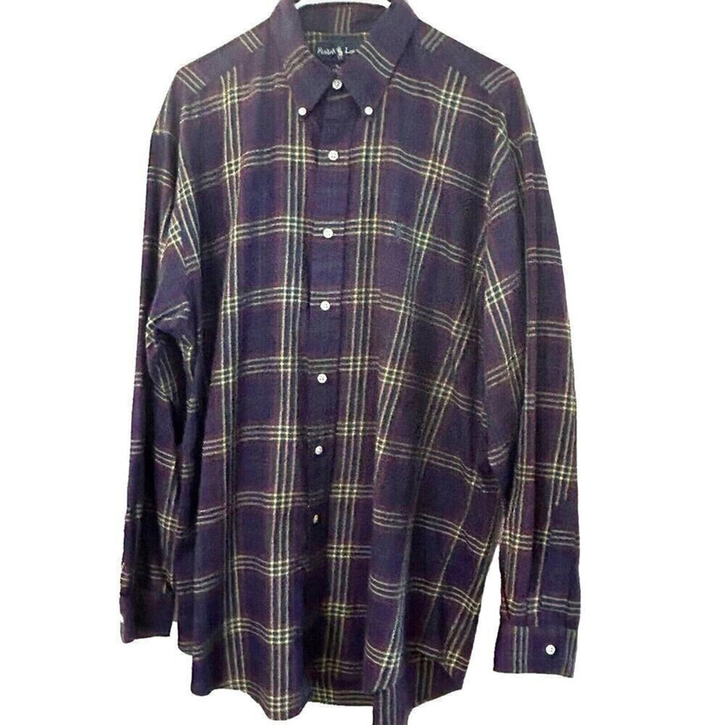 Ralph Lauren Men's Shirt Long Sleeve Purple Plaid Button Down Size Large #K1359