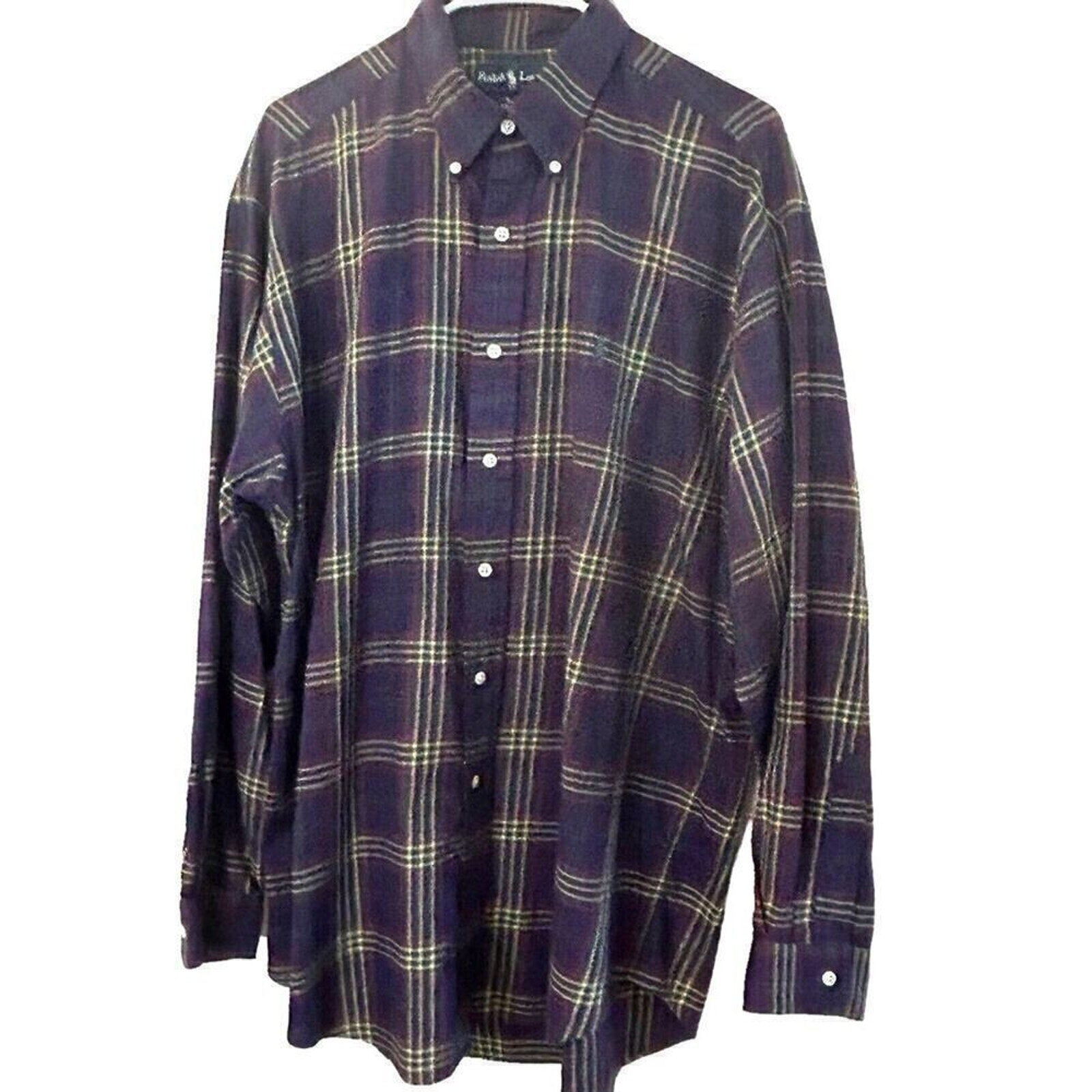Ralph Lauren Men's Shirt Long Sleeve Purple Plaid Button Down Size Large #K1359