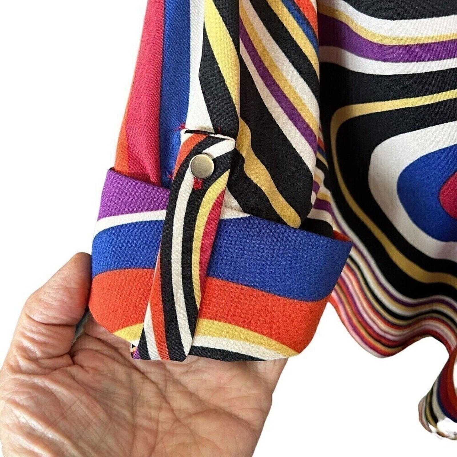 Cocomo Women’s High-Low Blouse | Artistic Pattern, Size M – 1118