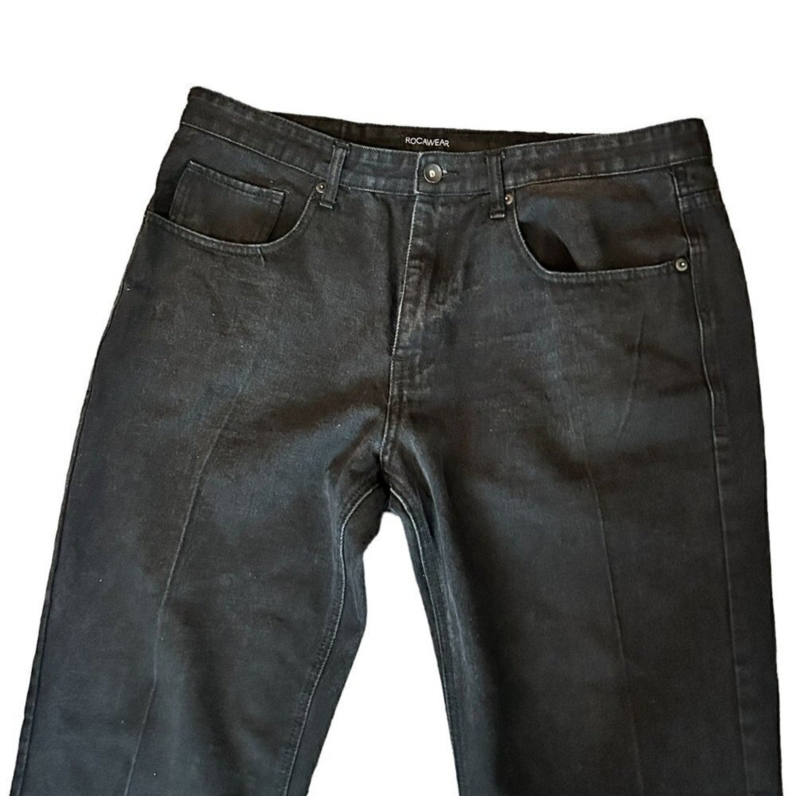 Vintage Rocawear Jeans Men's 36"x31" Black Baggy Wide Leg Skate Fit Y2K #J3-1523