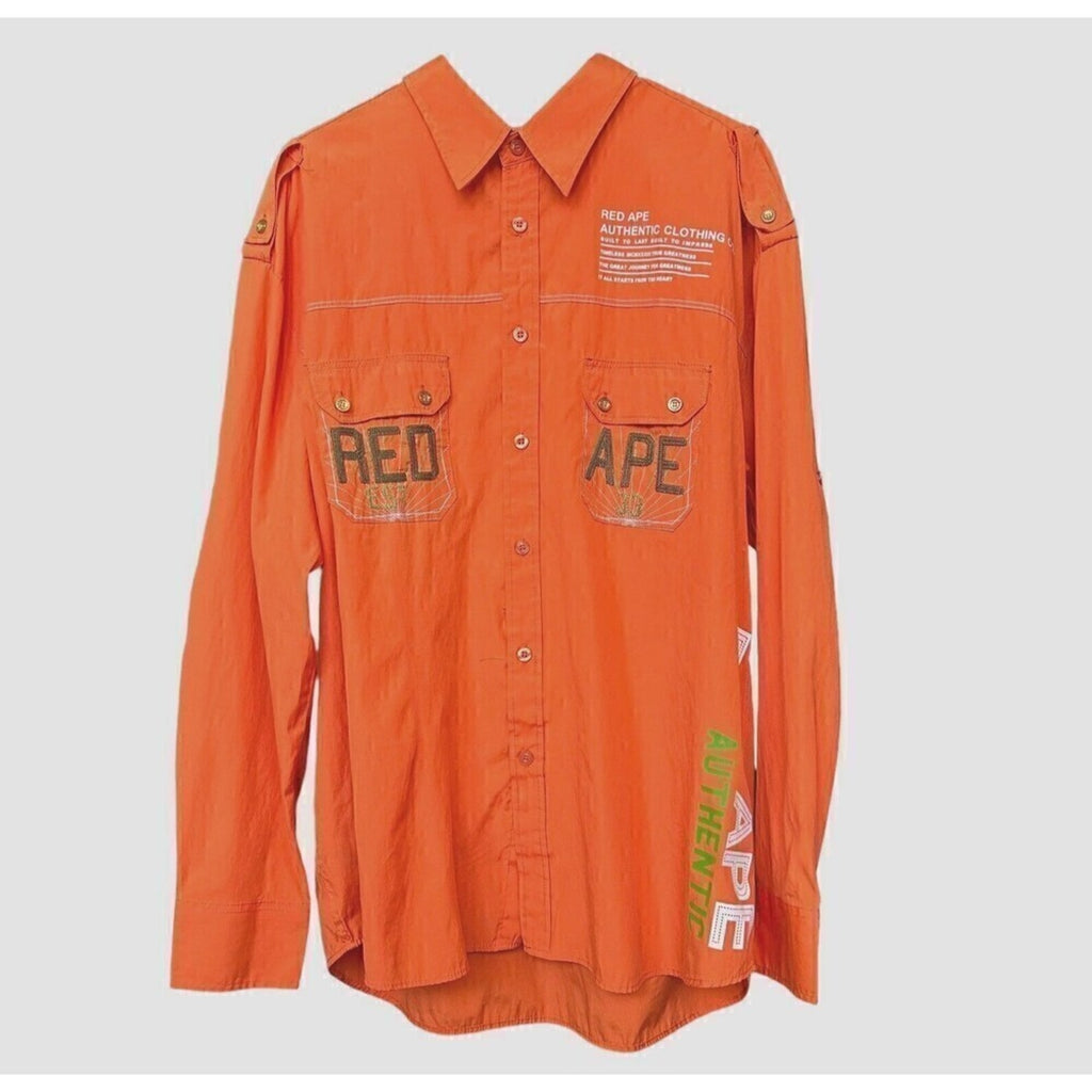 Red Ape Rare, Men's Corp. Shirt, Sz. 2X, Long Sleeve, Orange, Embroidery Logo