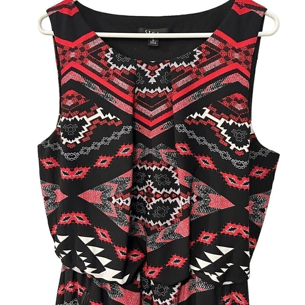 S.L. Fashions Summer Dress Size 16 – Sleeveless Print, Knee Length, Zip Pockets