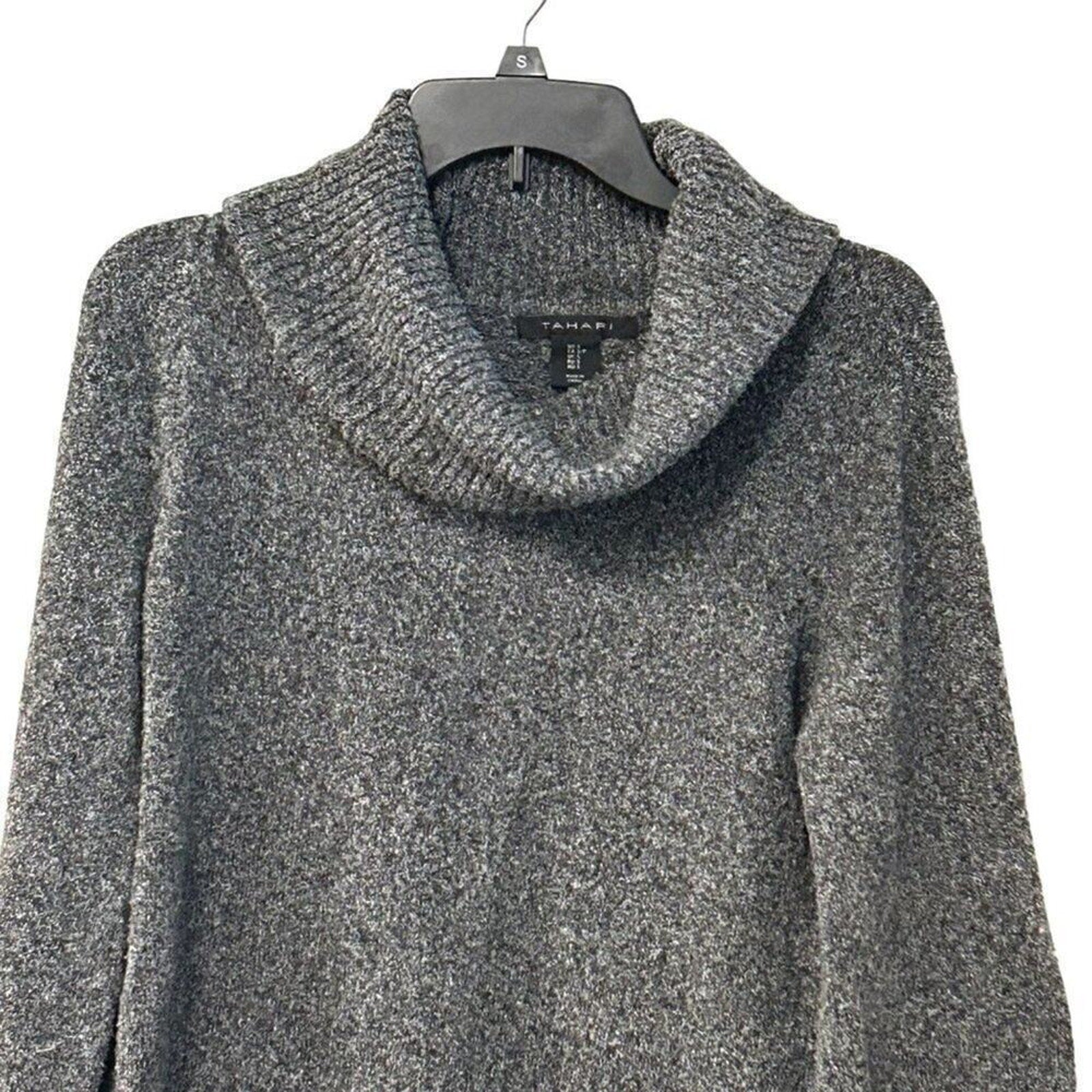 Tahari Women's Size S (Oversized) Cowl Neck Sweater, Grey, Long Sleeve #N1431
