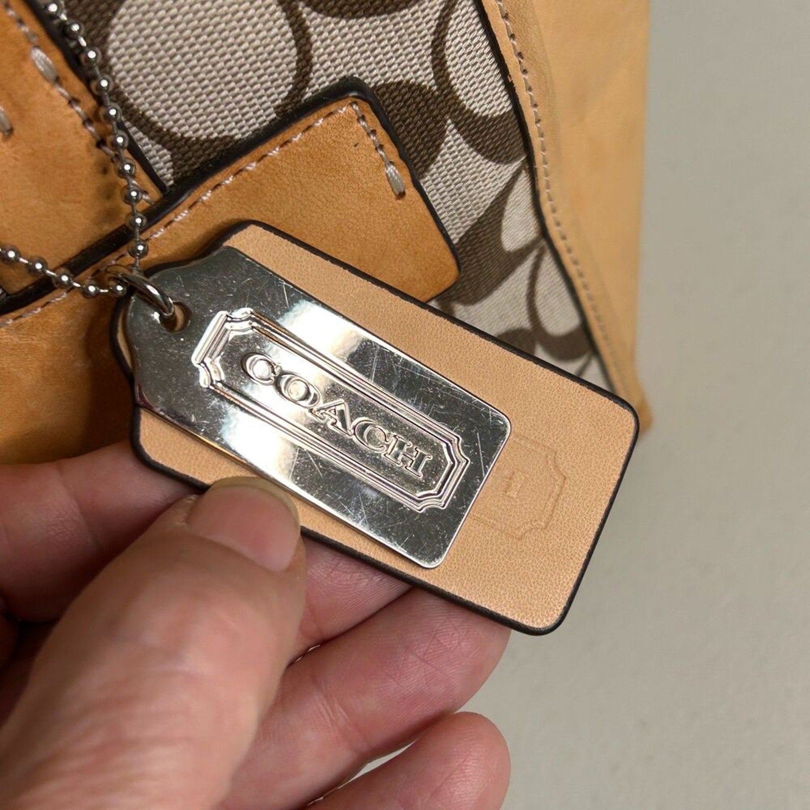 Coach Bleecker Khaki Cachet Bag Handbag / Purse Size See Description.