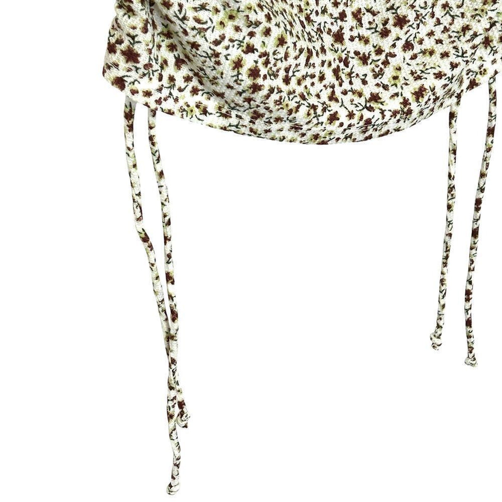 Popular 21 Womens Flower Pattern Top Sx. M, Drawstring Waist Crop #B1607