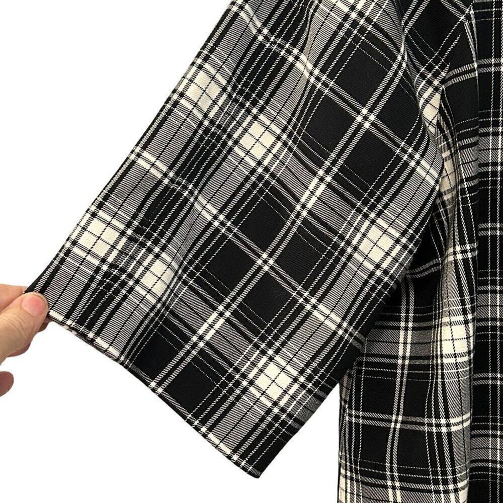 Signature by Larry Levine Women's Size 18 Black White Plaid 3/4 Jacket #BH