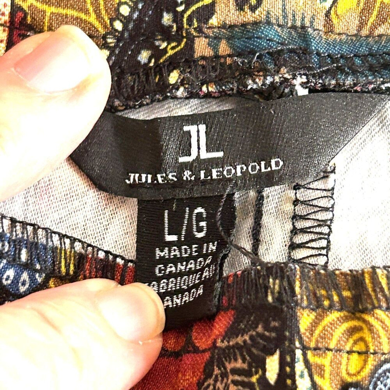 Jules & Leopold Women's Print Pants Size L Paisley Floral Made in Canada #M-1638