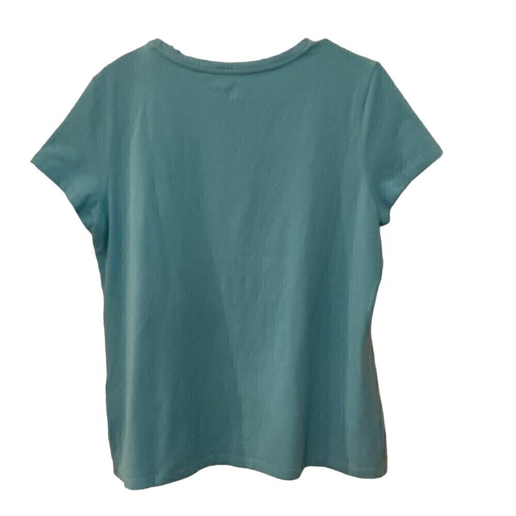 Chicos Women's Size 2 Tops Blue Studded Zenergy Cap Sleeve # 1089