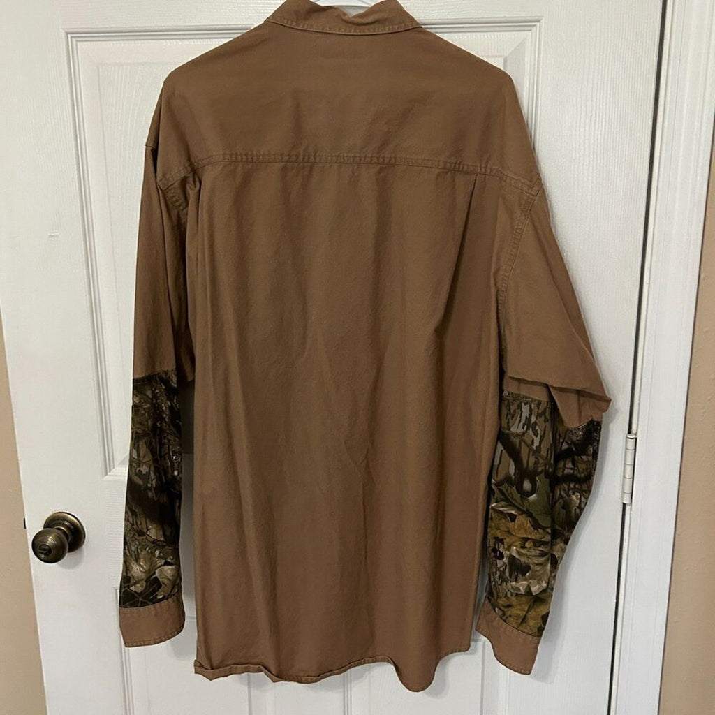 Columbia Shirt Sz XL Shooting Hunting Mens Shoulder Patch Camo Olive