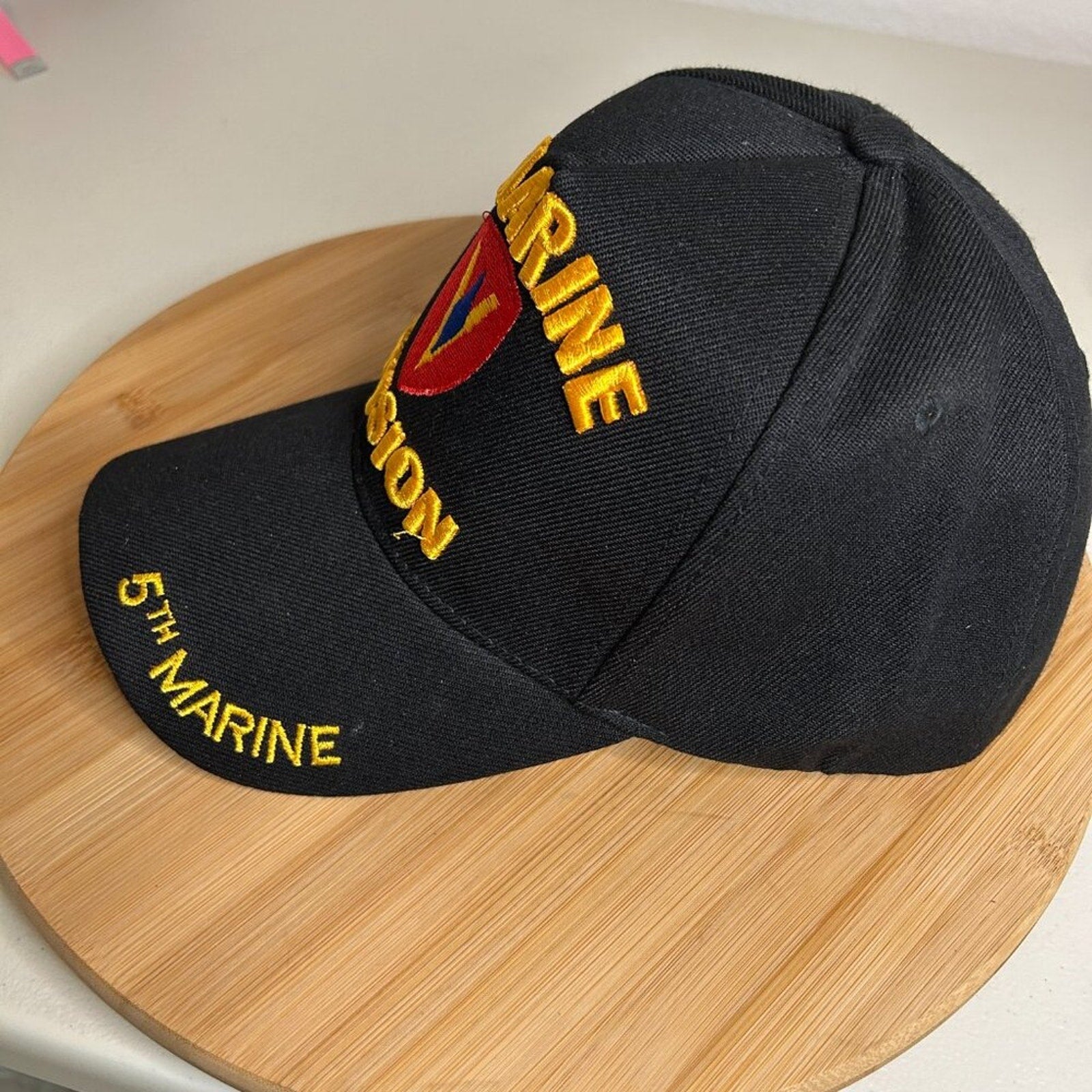 5th Marine Division Black Embroidered Baseball Cap Adjustable