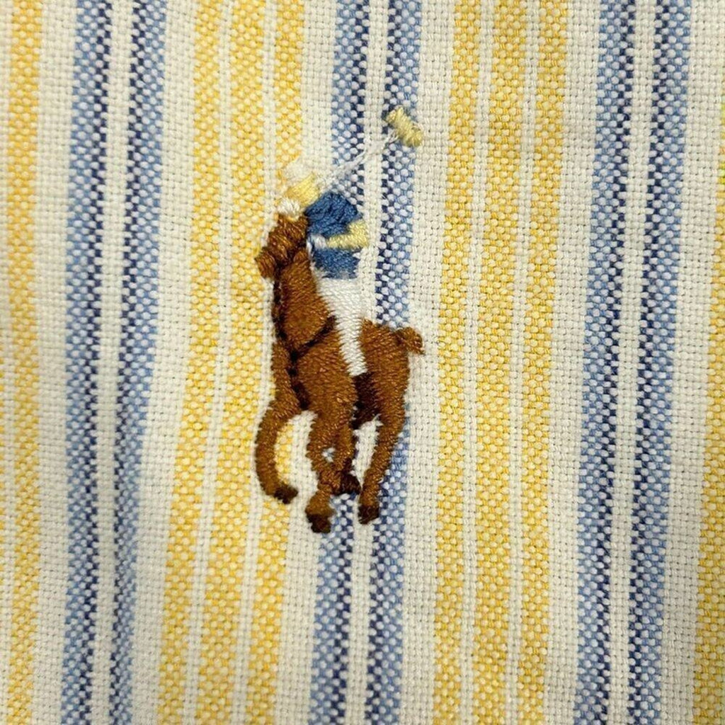Ralph Lauren Yellow & White Striped Dress Shirt – Size Large – Classic Button-Up #M1382