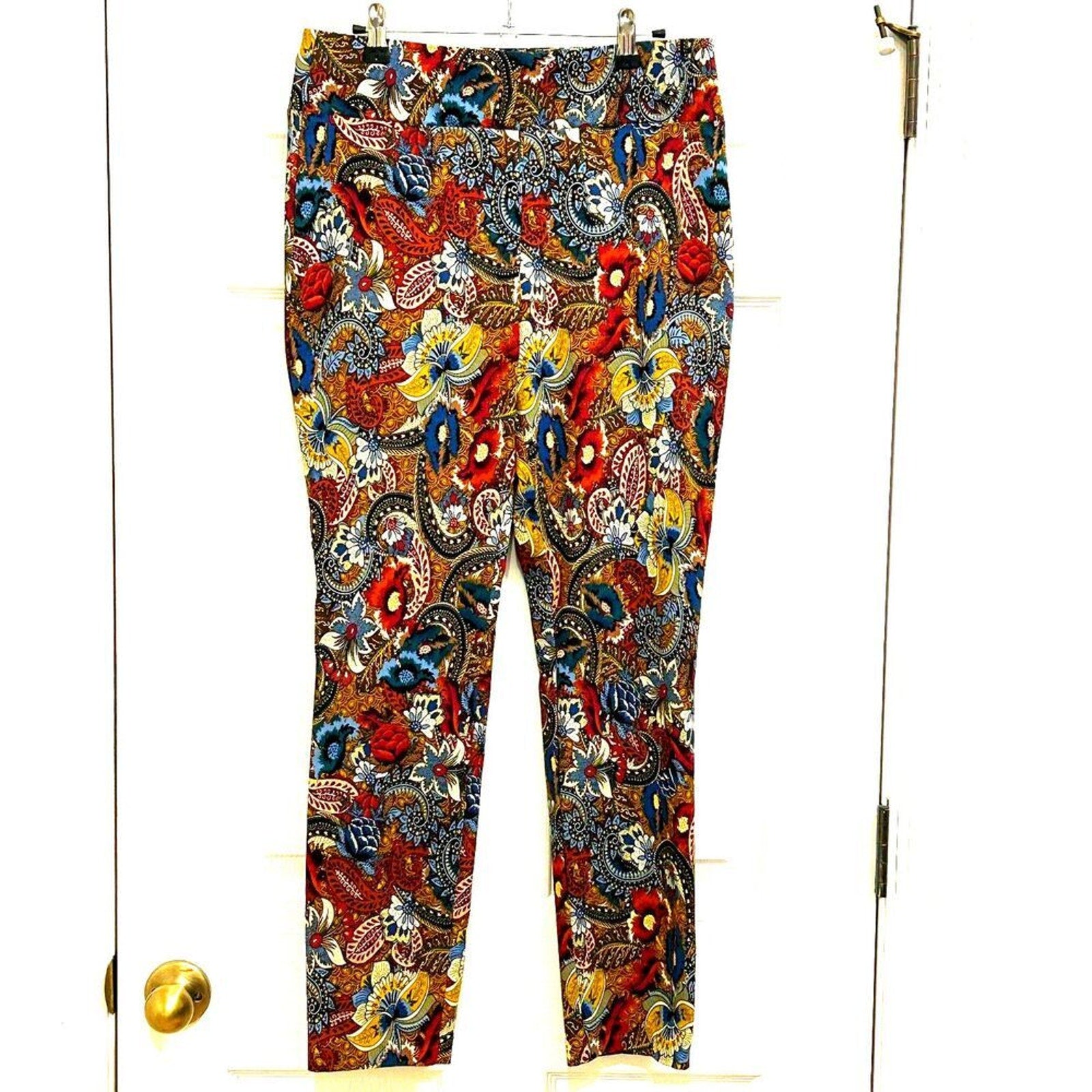 Jules & Leopold Women's Print Pants Size L Paisley Floral Made in Canada #M-1638