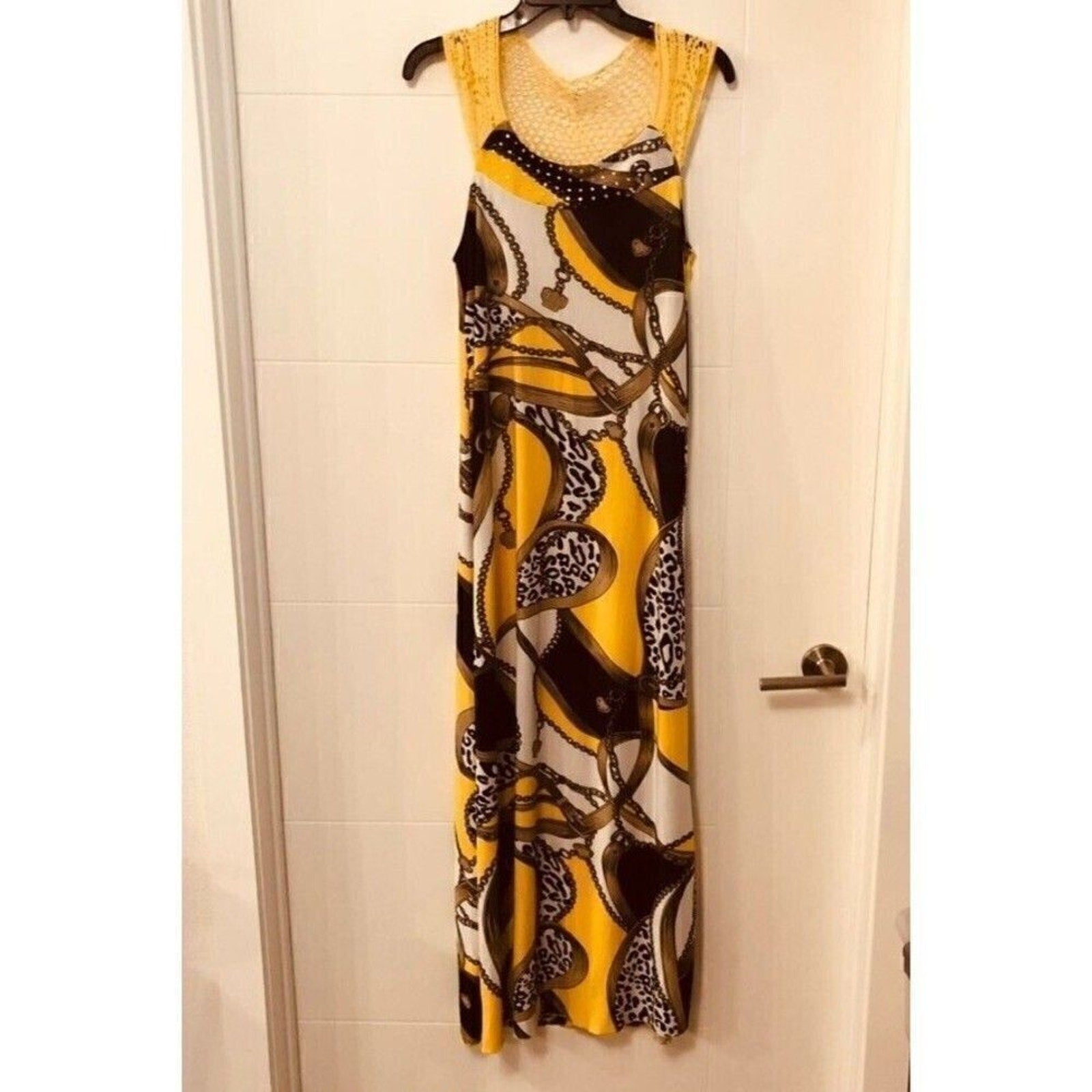 Paris Paris Paisley Maxi Dress Yellow Black Size XL | Boho Casual Comfort