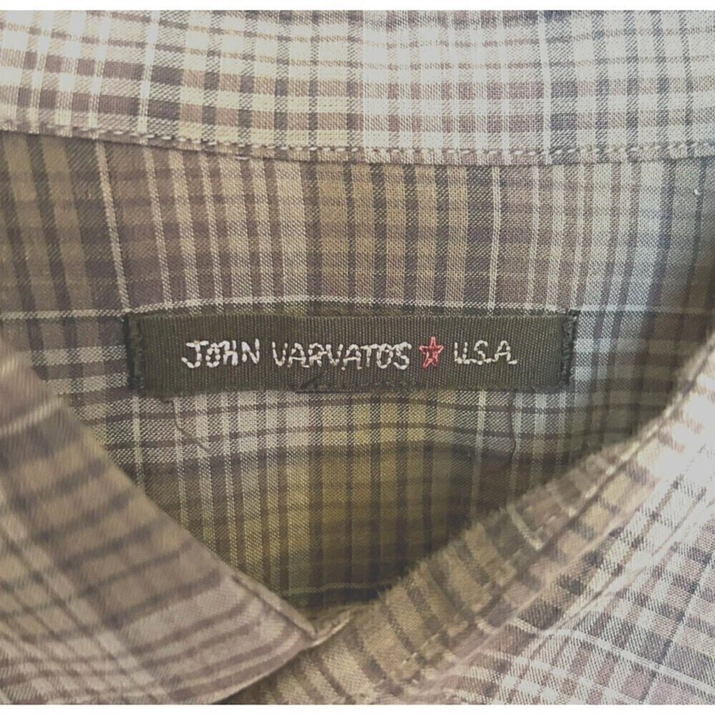 John Varvatos Star USA Lightweight Gray Plaid Men's Casual Shirt Size XL #A1138