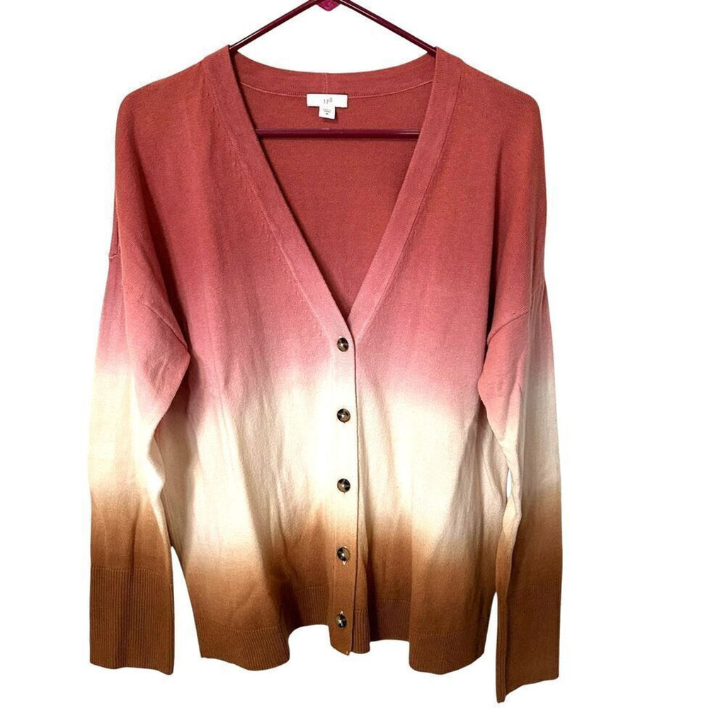 J.Jill Women's Dip Dyed Sunset Ombre Button Up Cardigan Sweater Size M #C1622