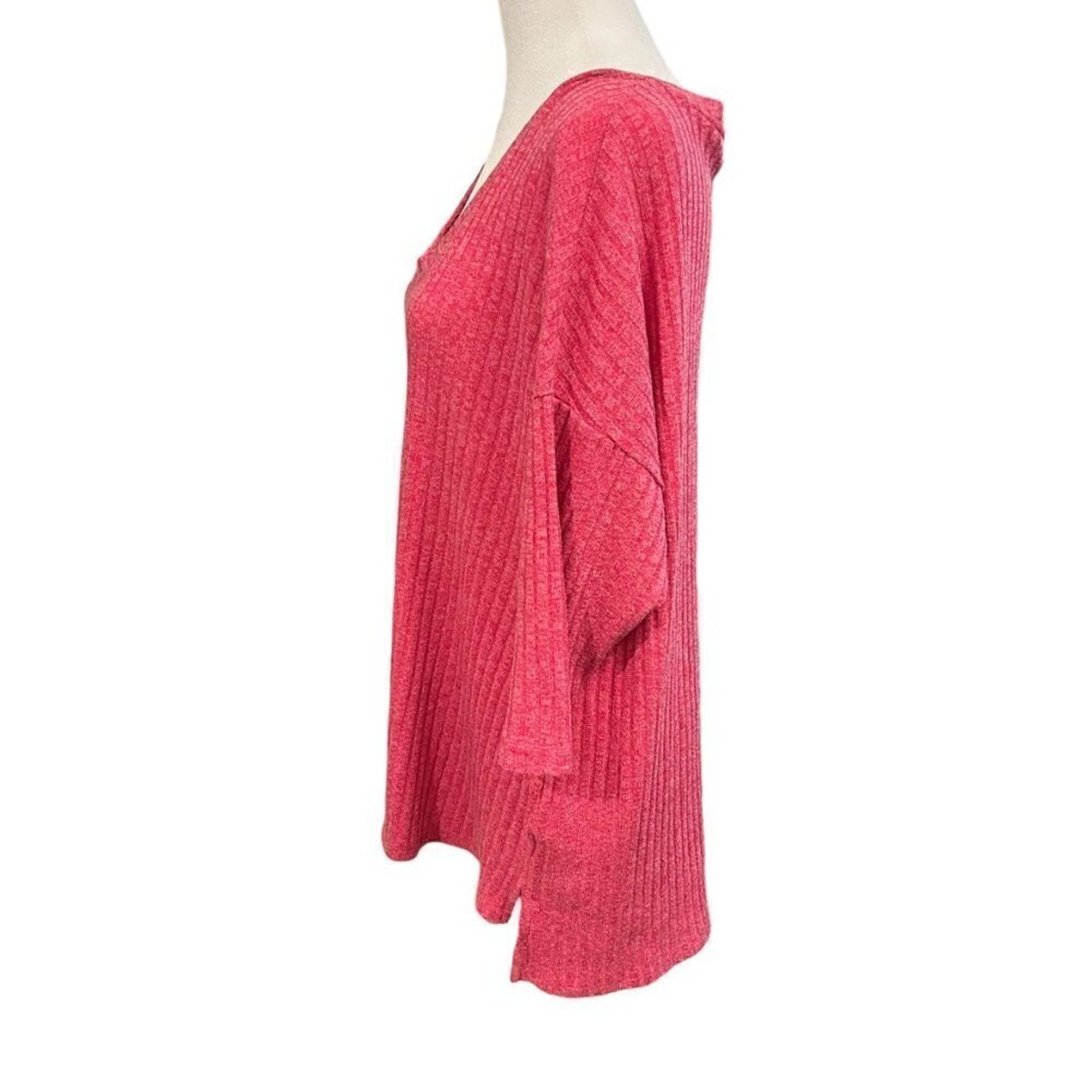 Faded Glory Women's Knit Sweater Size 2X (18W - 20W) Pink 11" Sleeves #M1395