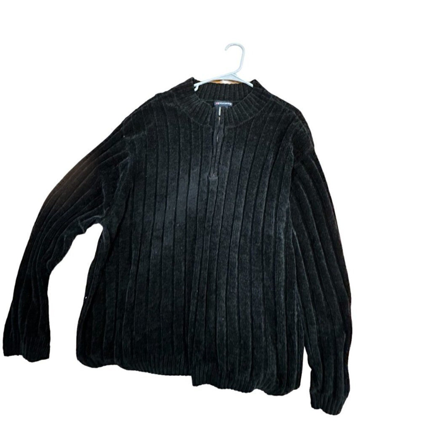 Knightbridge Men's Sweater Pullover Size 4x 1/4 Zip Black Knit #L1345