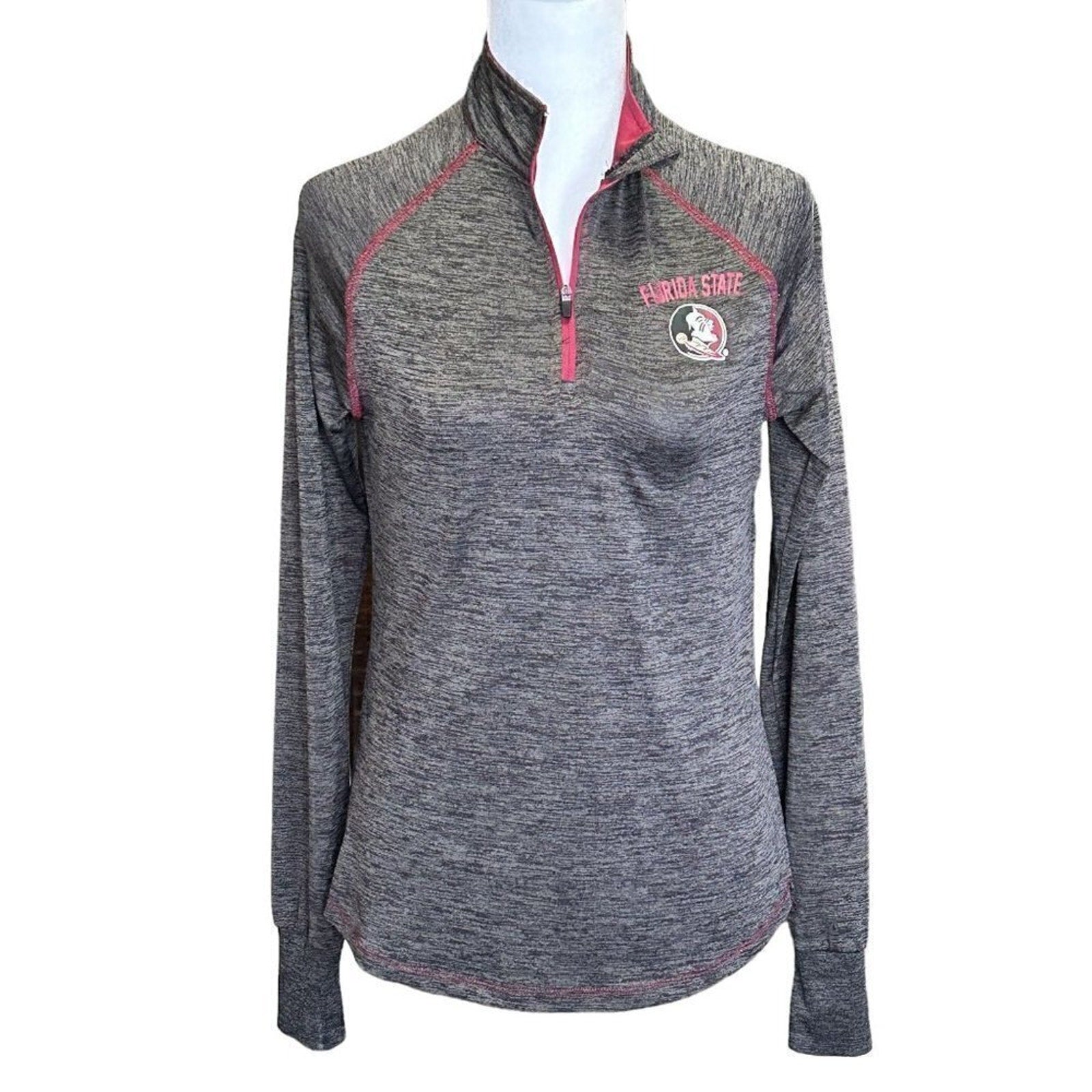 FSU Florida State University Women's Top 1/4 zip Pullover Grey / Garnet #B1467