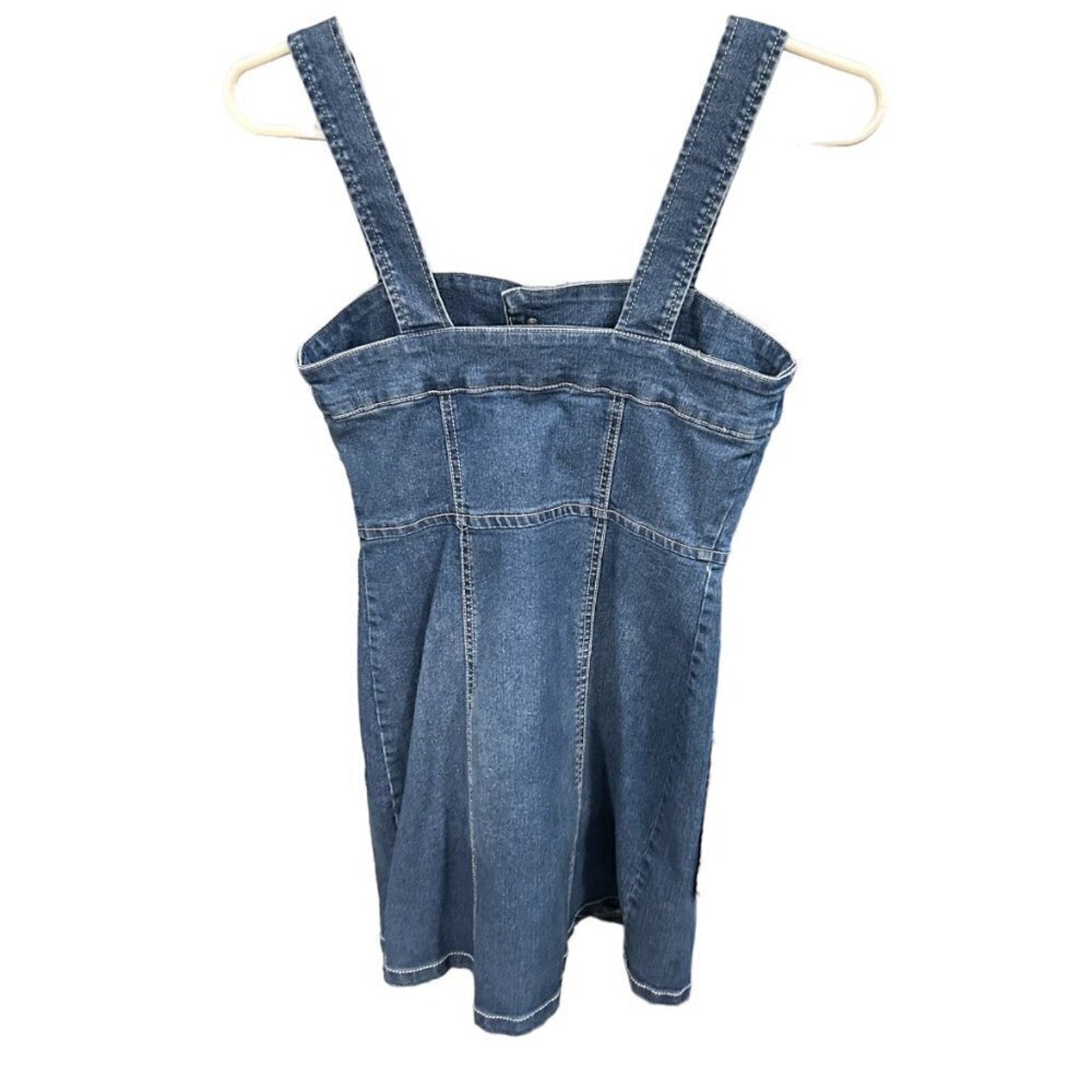 Copper Key Denim Jumper Women’s Size (XS) Sleeveless Button Jean Y2K #L1376