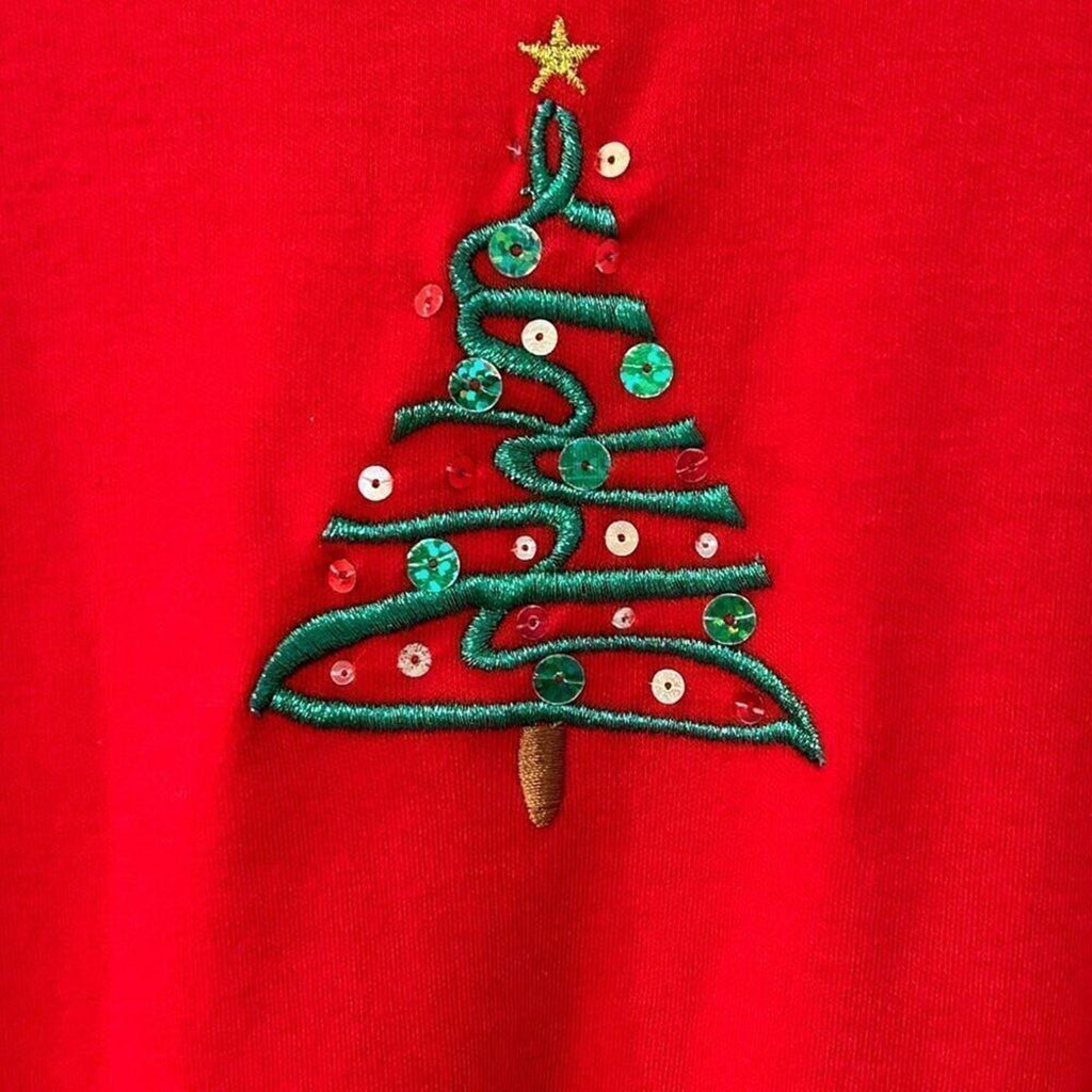 M & C Sportswear Women's Sz. 2X Christmas Tree Crew Long Sleeve T-Shirt #O1413