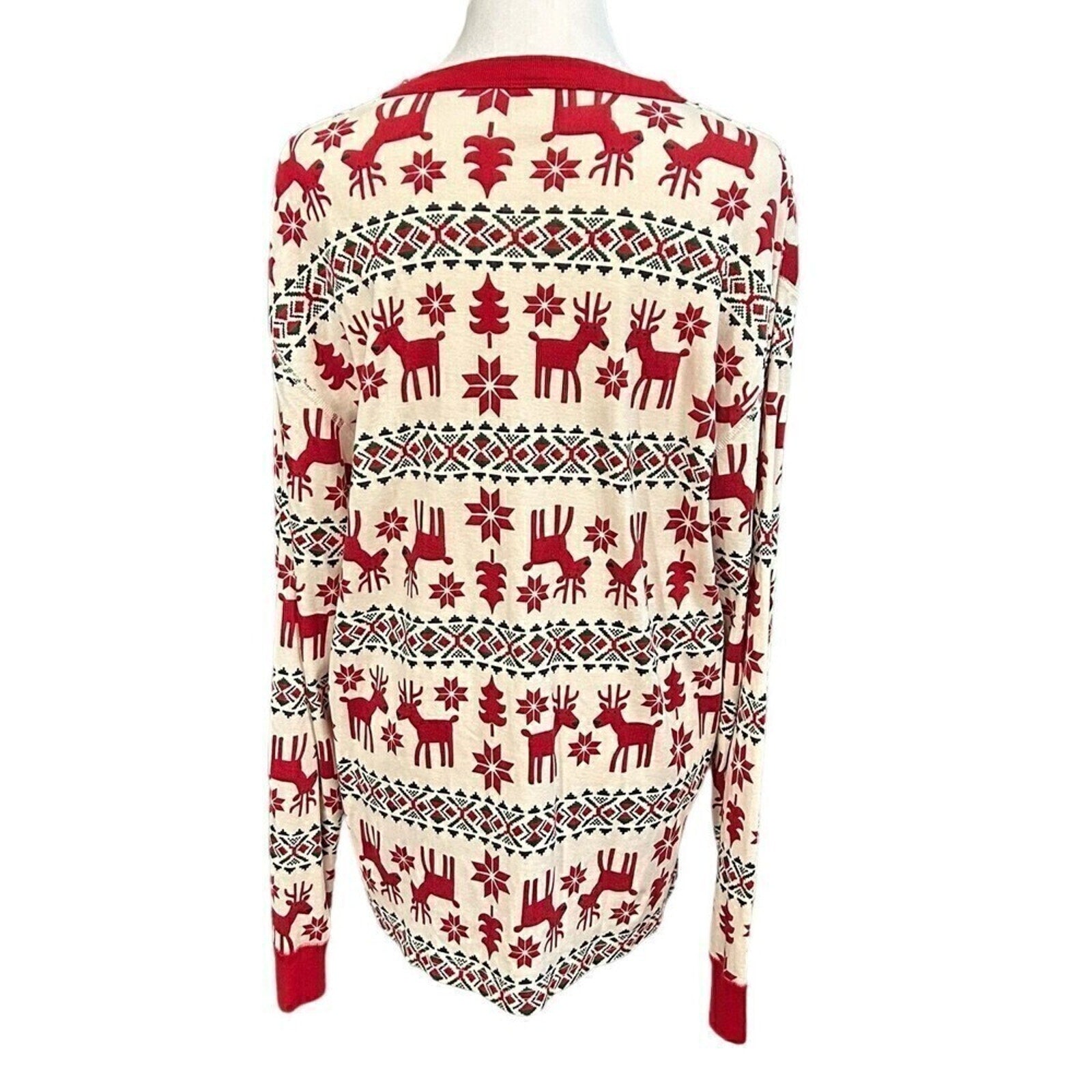 Hanna Anderson Reindeer Womens Top Sz XL Holiday Christmas Lg Slve Shirt #K1354