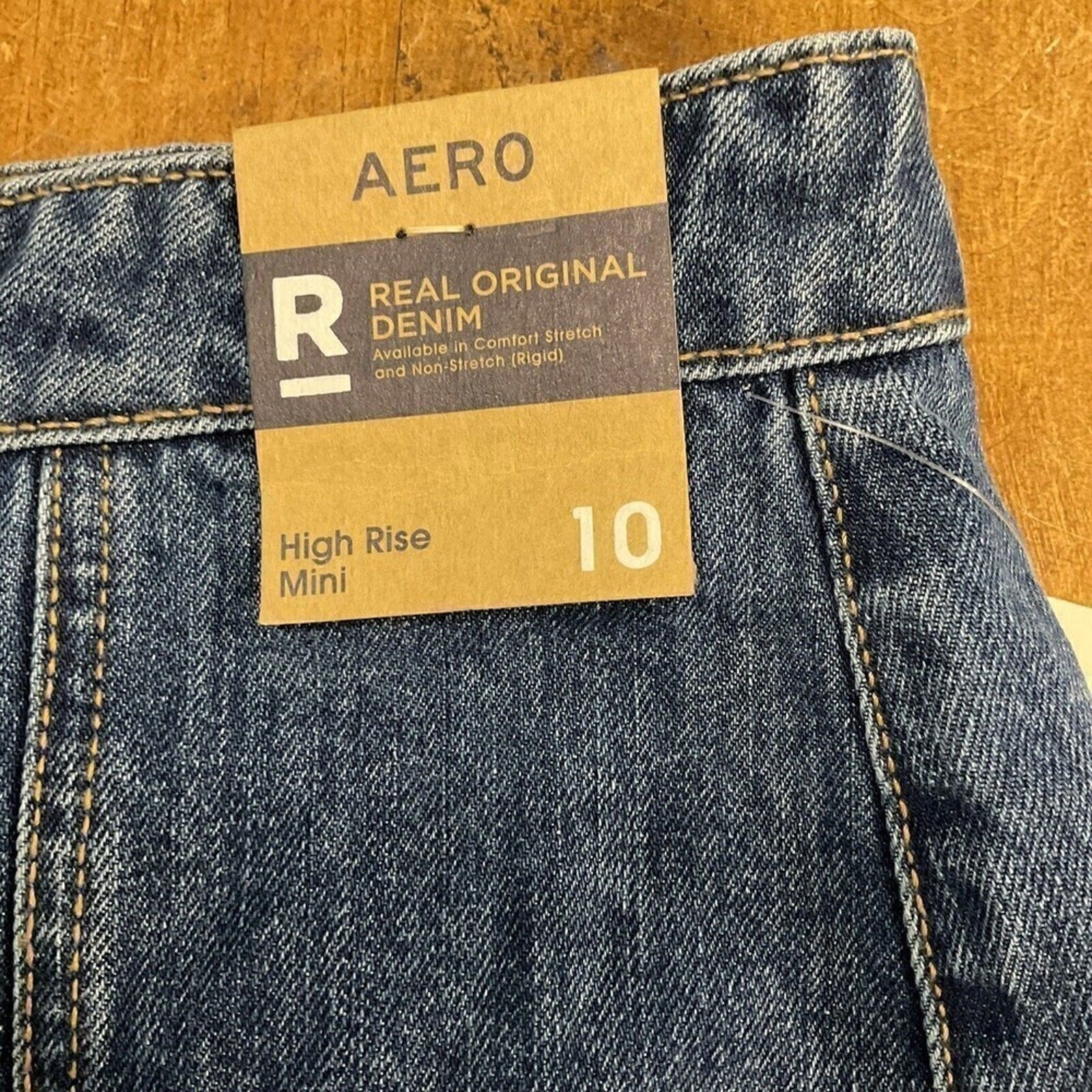 Aéropostale High-Rise Mini Frayed Denim Skirt – Size 10, Button-Front, Dark Blue #G1035