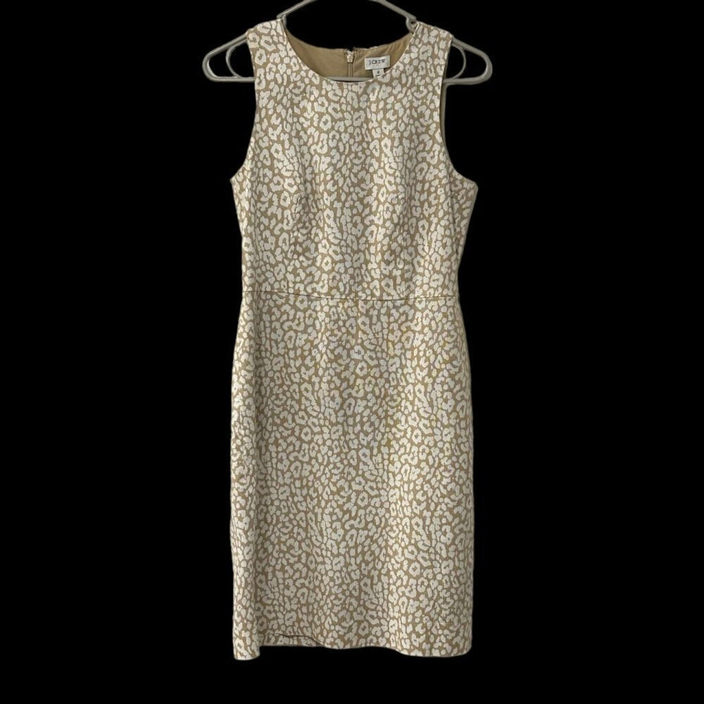 J.Crew basketweave leopard sheath dress size 2 #BH