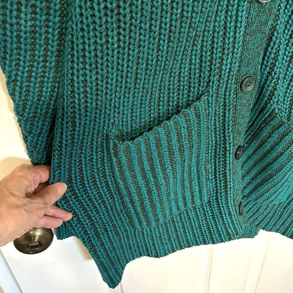 J.Jill Cardigan Women's Sweater Green Button Front Cotton Blend Sz. Large