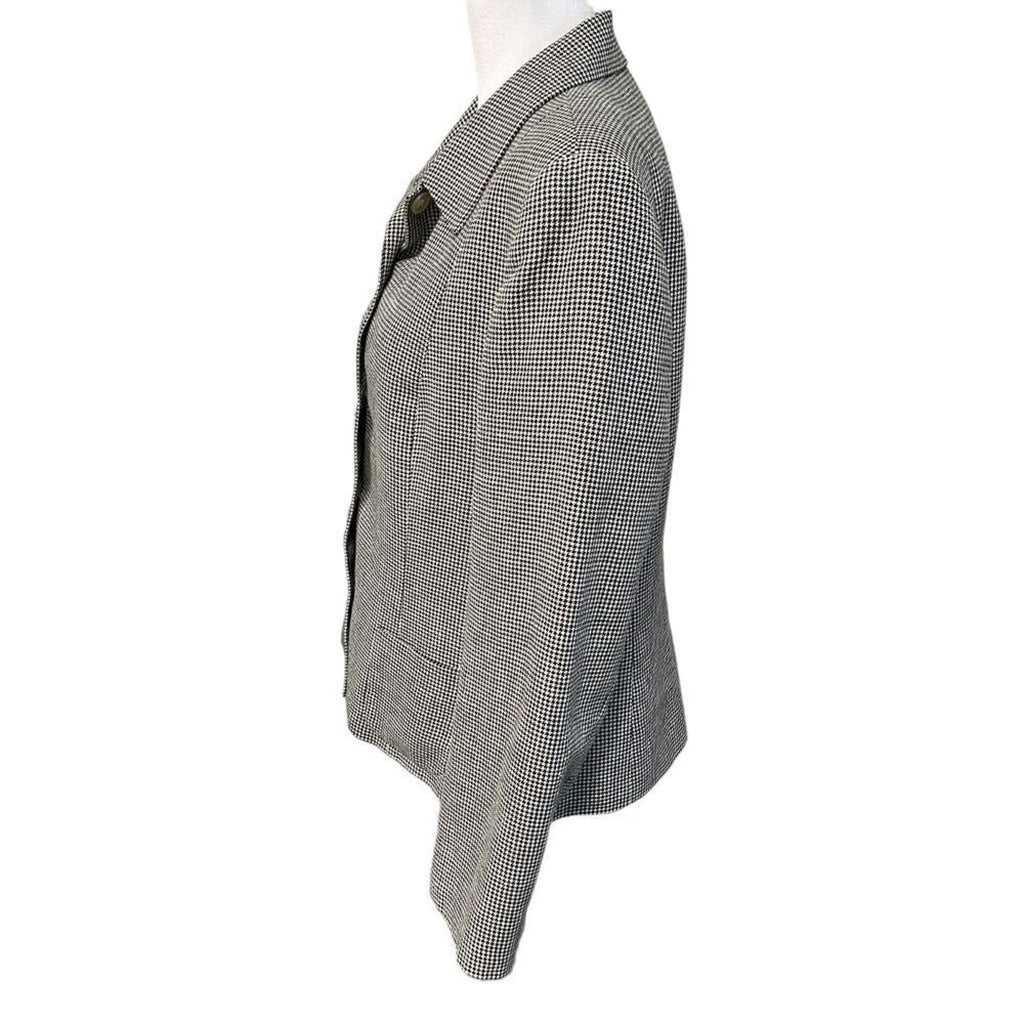Lauren Ralph Lauren Women's Blazer Linen Wool Blend Houndstooth Classic #HB