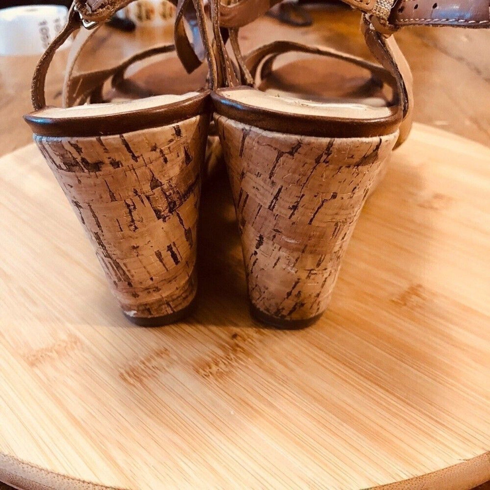 Kelly & Katie Cork Heel Wedge Sandals — Women’s Size 10