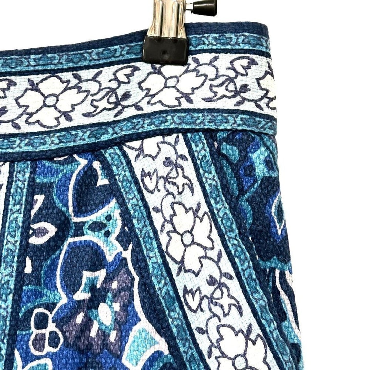 Ann Taylor Loft pencil skirt size 0 blue & white floral, lined cotton-blend #P1451