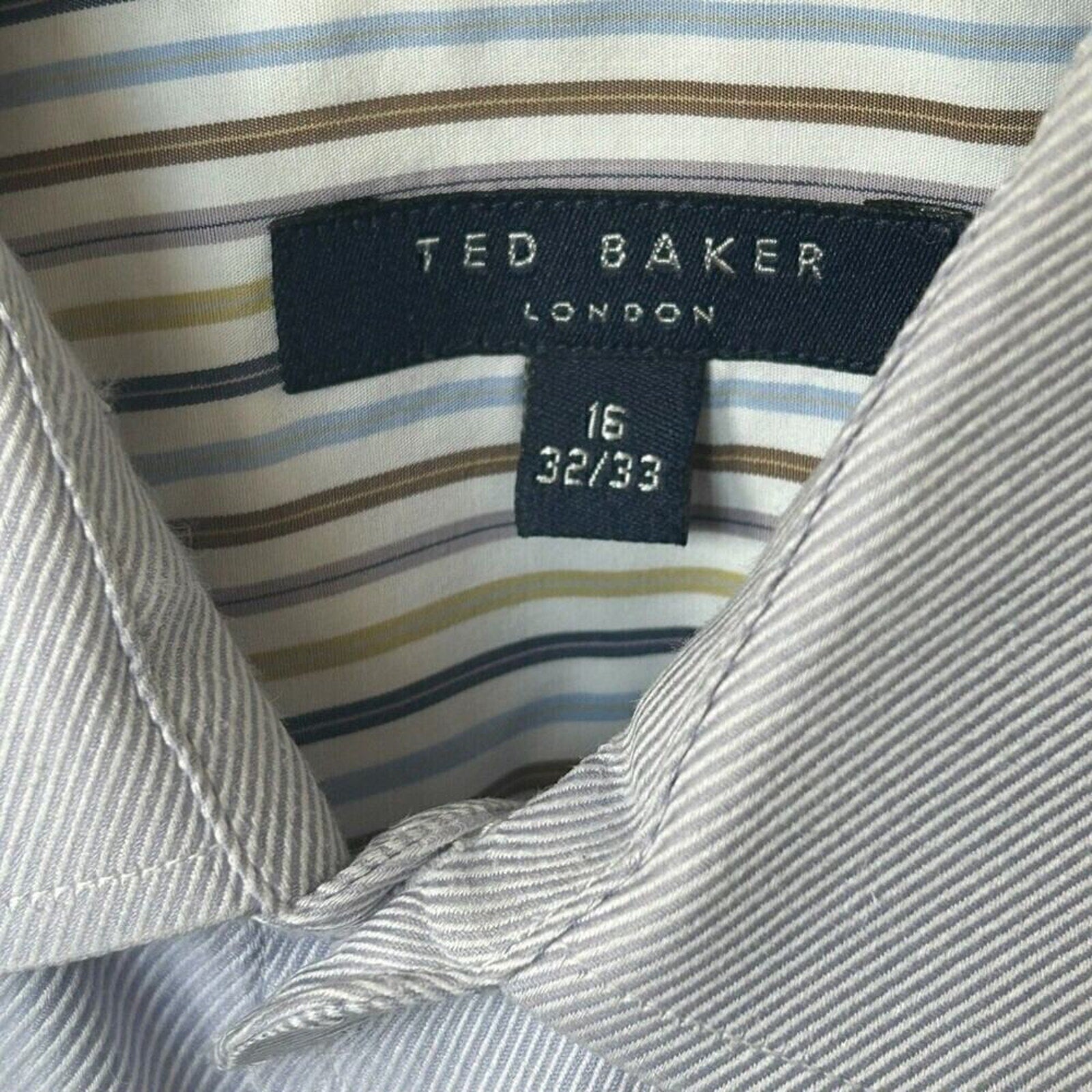 Ted Baker London Men's Blue Shirt Long Sleeve Button Up Size 16 32/33 #G1264