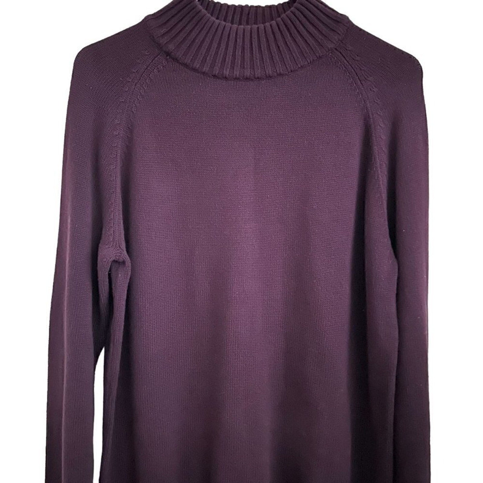 Jeanne Piere Womens Sweater Size L Pull Over Turtleneck Maroon #N1407