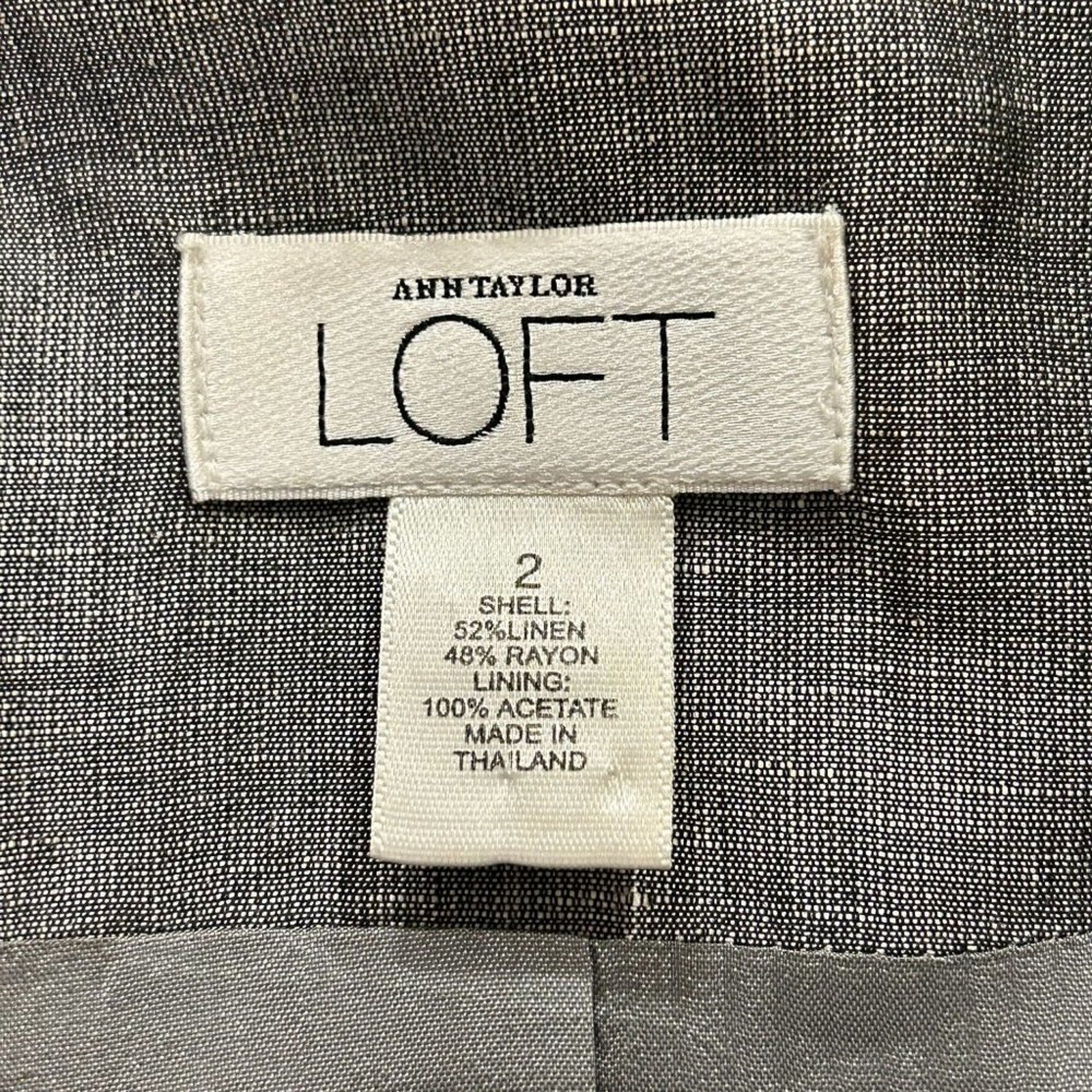Ann Taylor Loft blazer size 2 linen blend gray button front classic cut