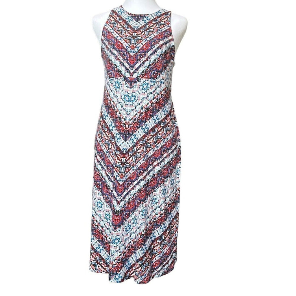 Athleta sleeveless stretchy A-line dress size M (8–10) geometric pattern #H1280