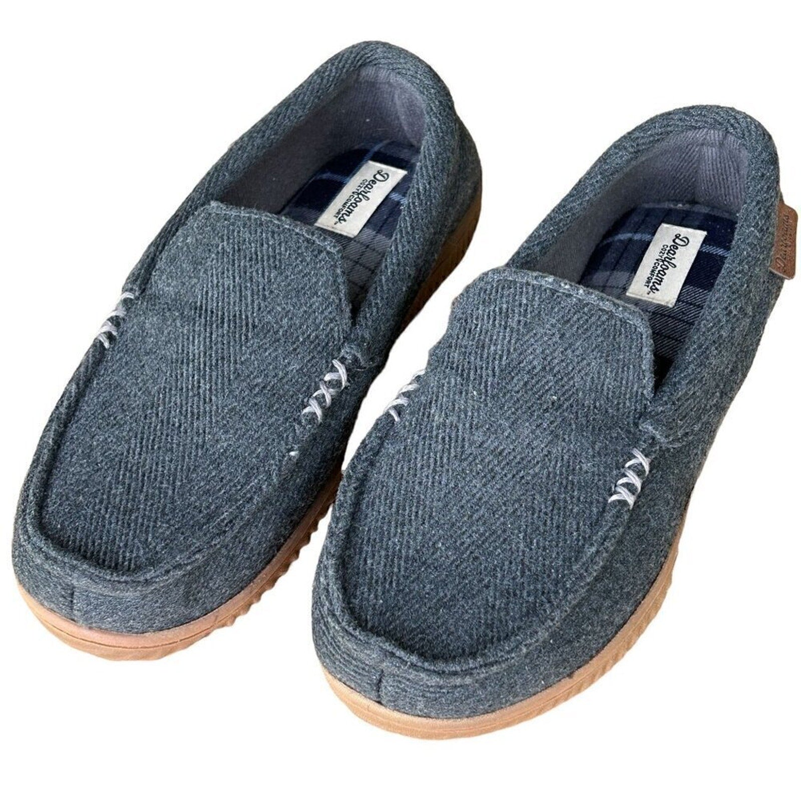 Dearforms Slippers Men's Size 7-8 US, 40-41 EUR Grey Cozy Comfort Grey Tan #S5