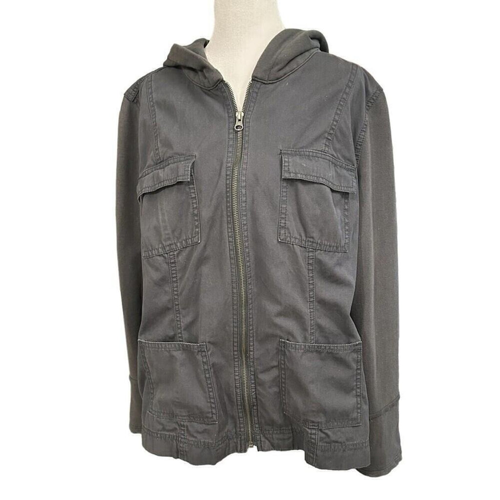 Ruff Hewn Women's Jacket Size XL Gray Hooded Full Zipper #SH