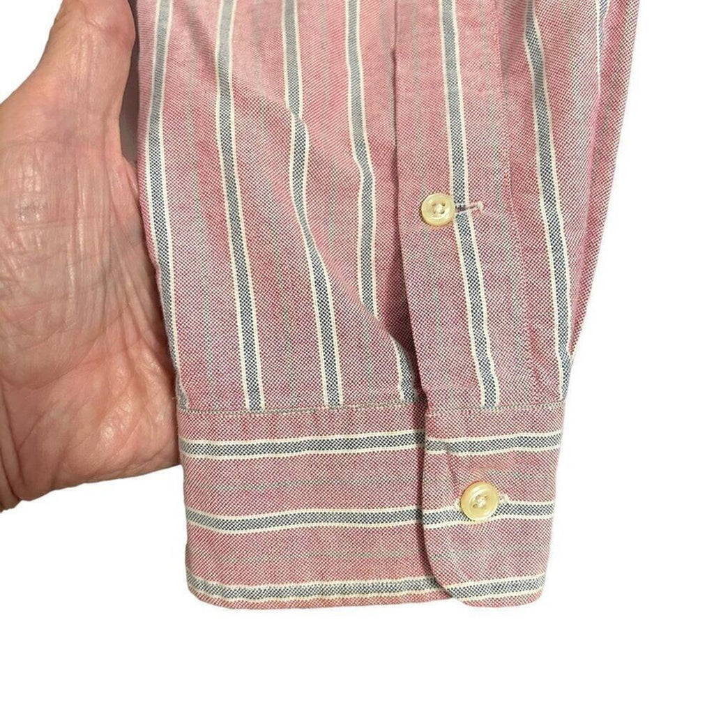 Ralph Lauren Polo Men's Long Sleeve BT Dwn Sz. XL Pink Blue/White Striped #M1393