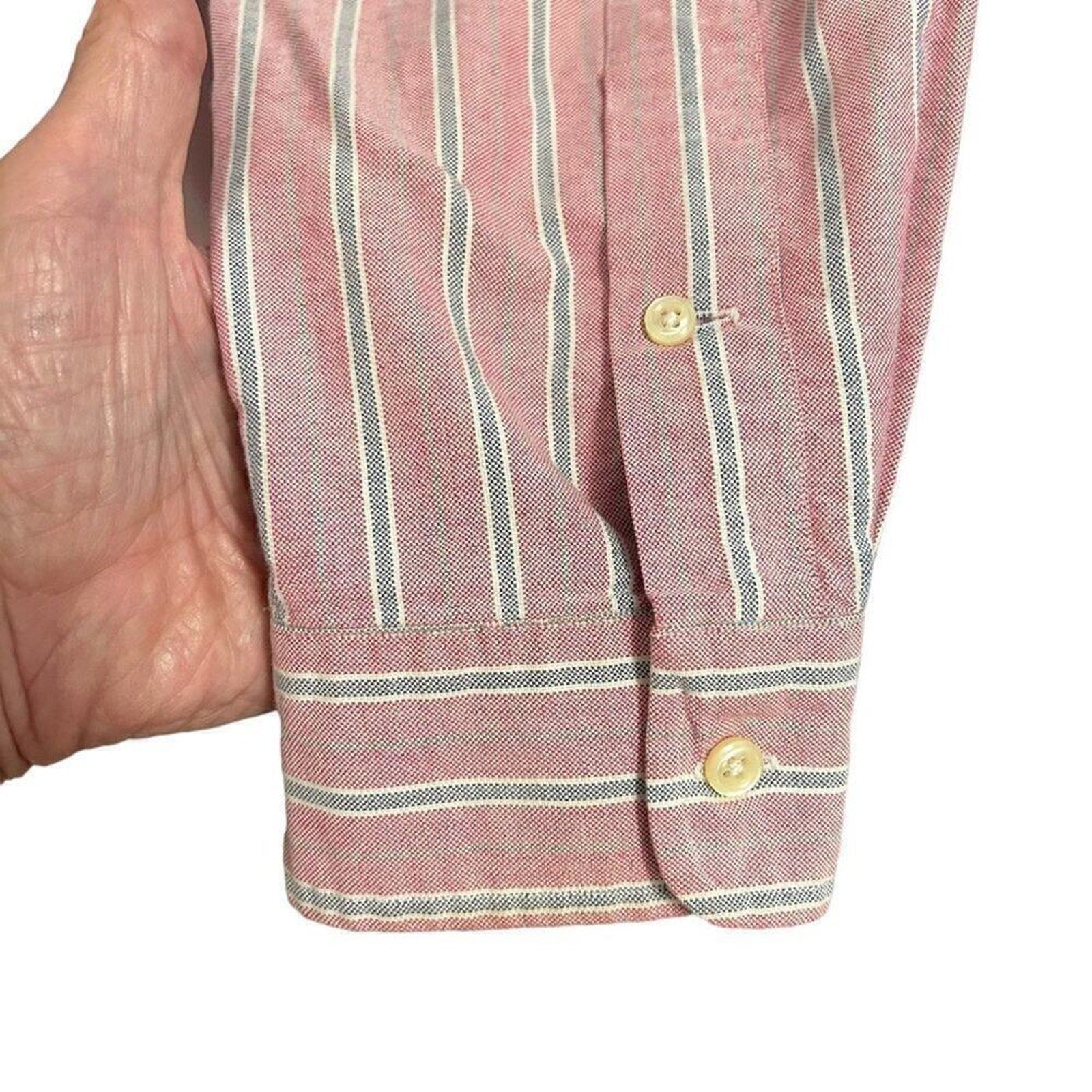 Ralph Lauren Polo Men's Long Sleeve BT Dwn Sz. XL Pink Blue/White Striped #M1393