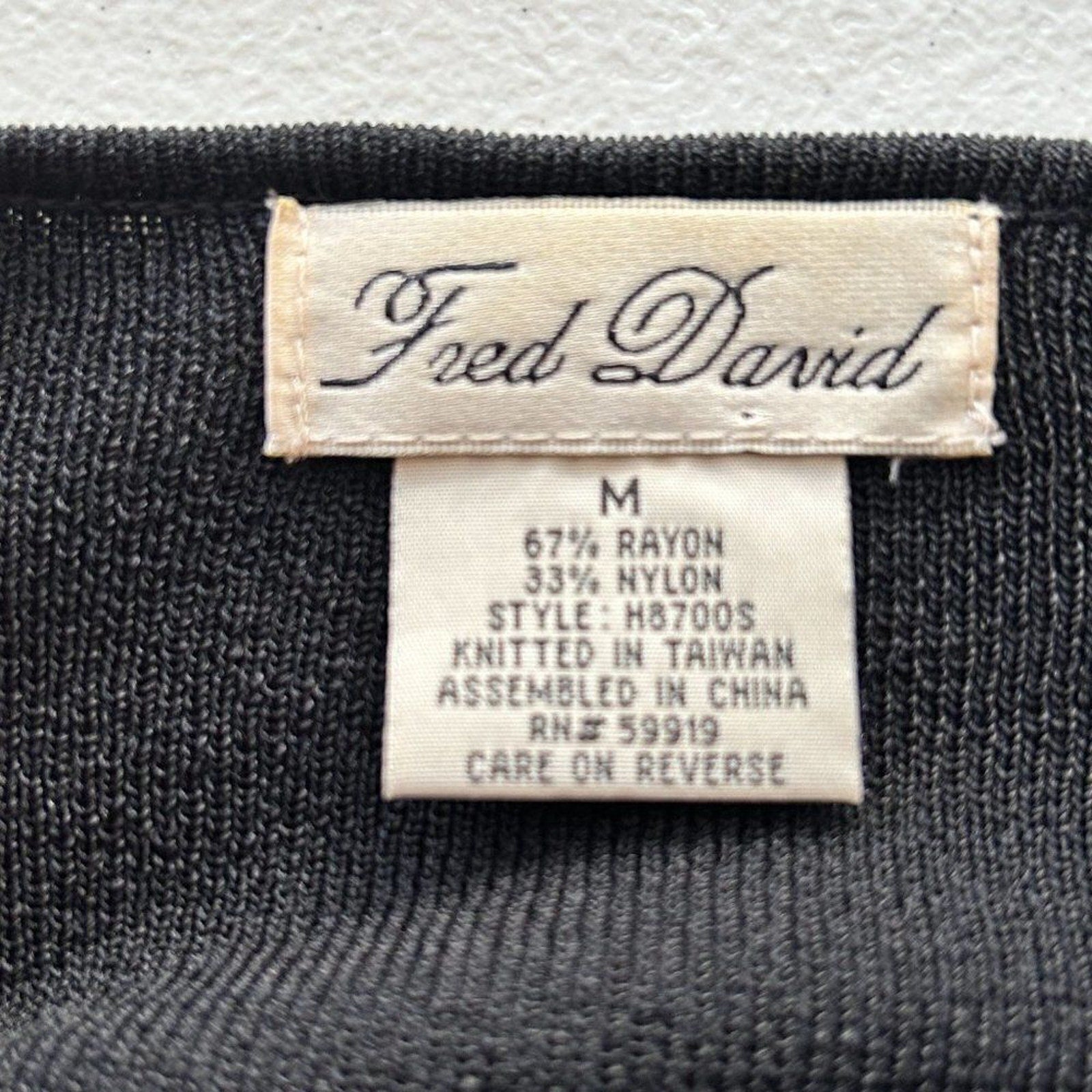 Fred David Women's Top Size M See Description Beaded Fringe Black Long Sl. #D146