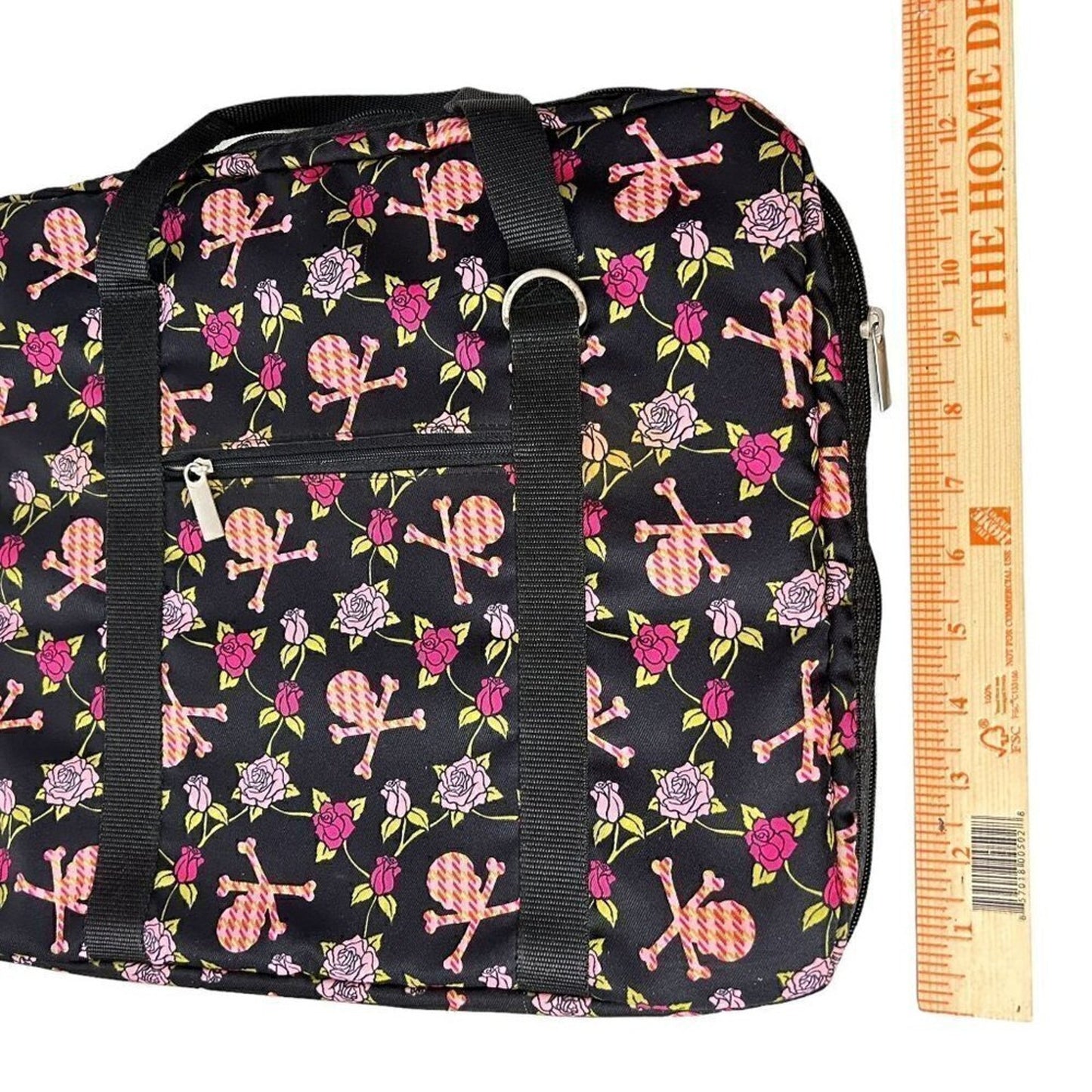 Tote Computer Book Bag Floral Whimsical 16" x 13" Pockets Zippers