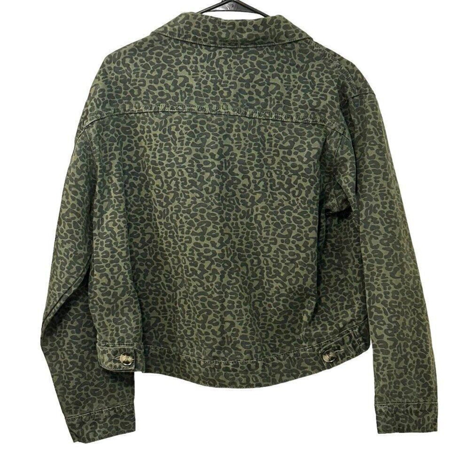 Lea & Viola Women's Crop Jacket Olive Green Size ( M ) Animal Print NWT #BH