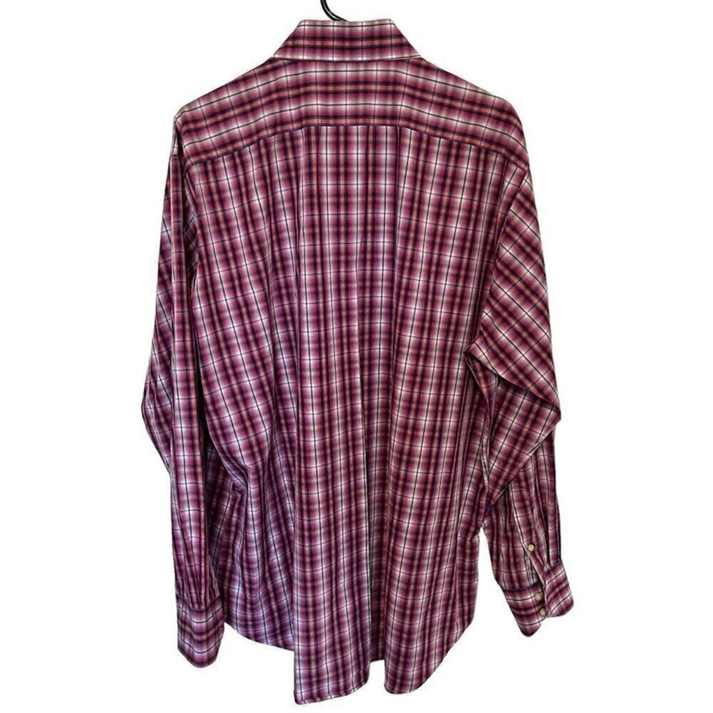 Thomas Dean TD Men's Shirt Button Up Size XXL Plaid Collar Cuffs Designer  #B145